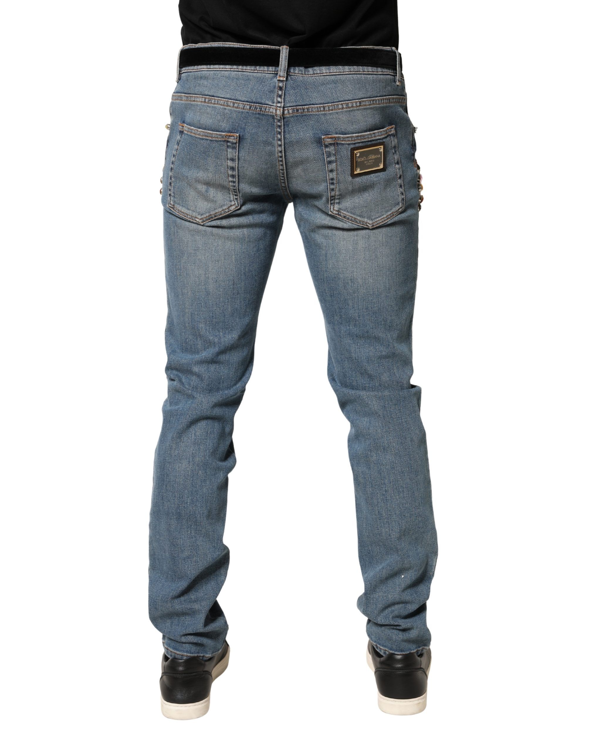 Embellished Loose Cotton Men Denim Men's Jeans - Dolce & Gabbana - Modalova