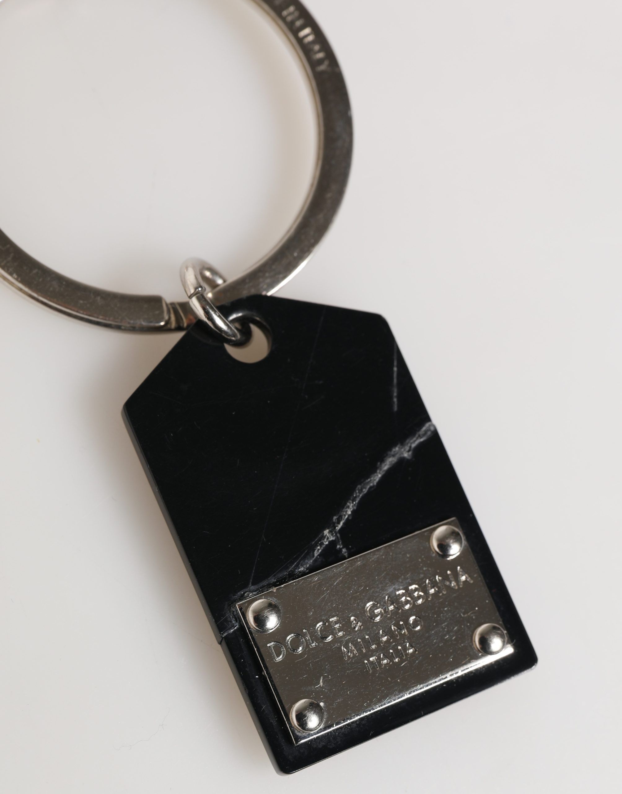 Black Silver Brass LogoPlaque Metal Ring Keyring Women's Keychain (Pre-Owned) - Dolce & Gabbana - Modalova