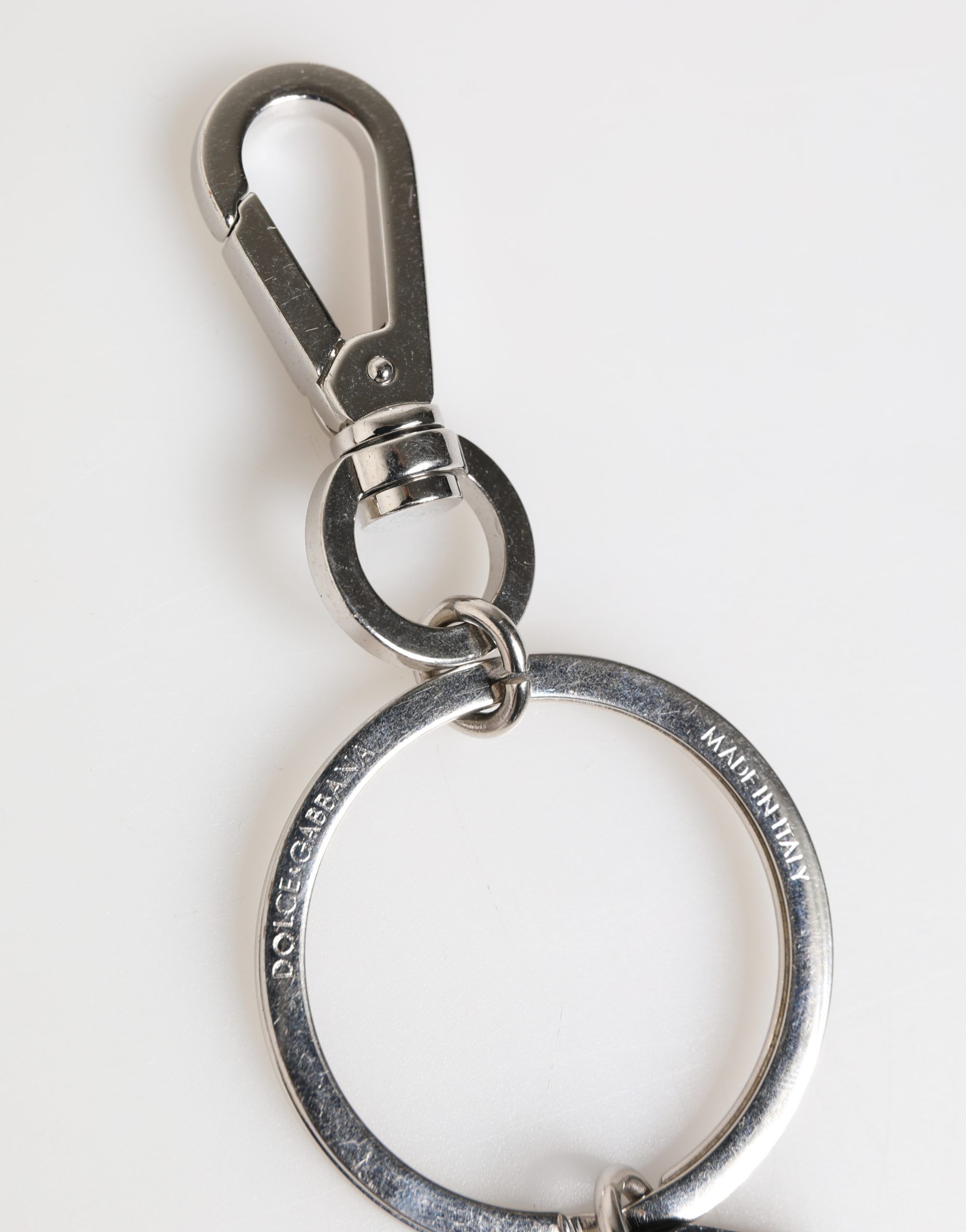 Black Silver Brass LogoPlaque Metal Ring Keyring Women's Keychain (Pre-Owned) - Dolce & Gabbana - Modalova