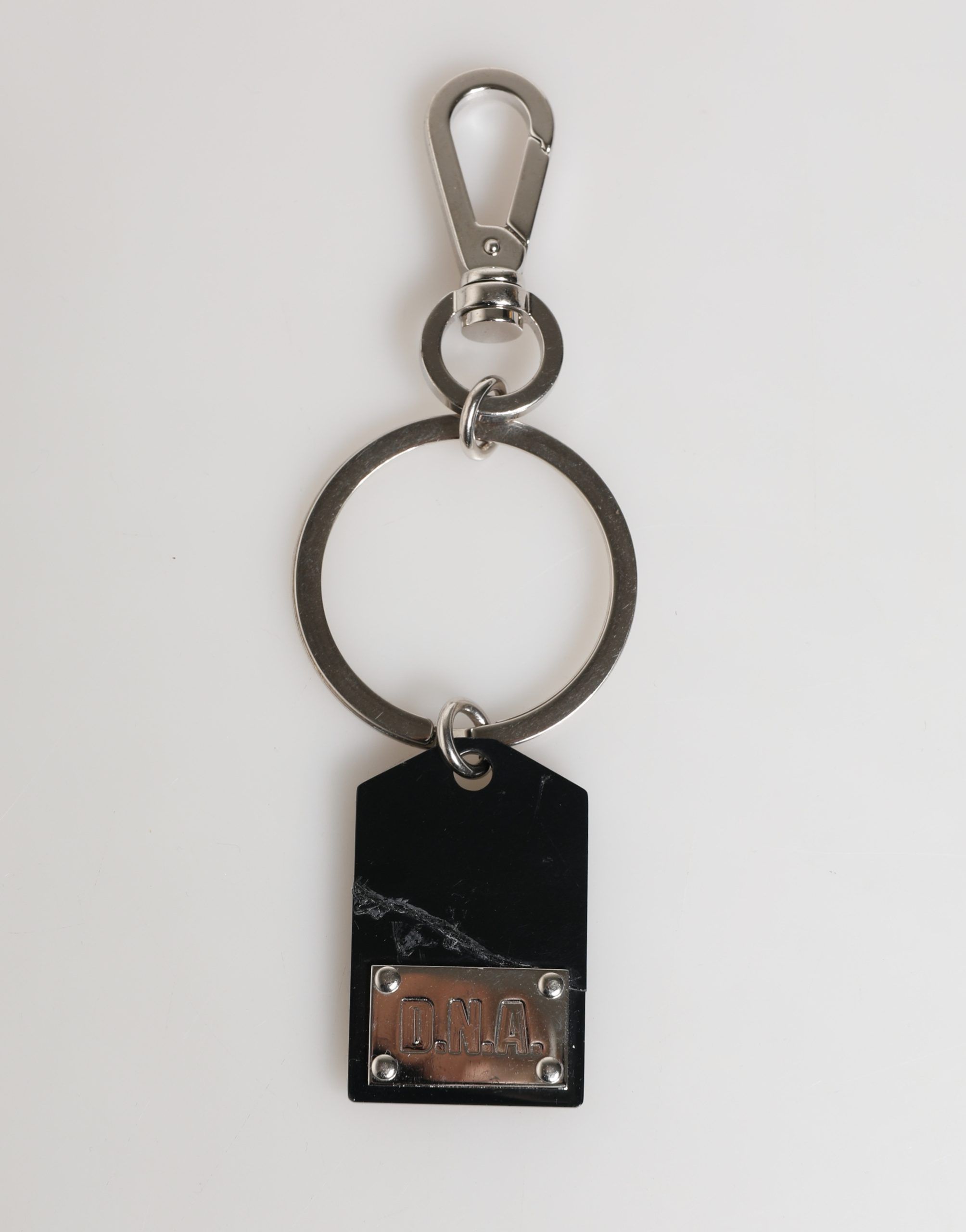Black Silver Brass LogoPlaque Metal Ring Keyring Women's Keychain (Pre-Owned) - Dolce & Gabbana - Modalova