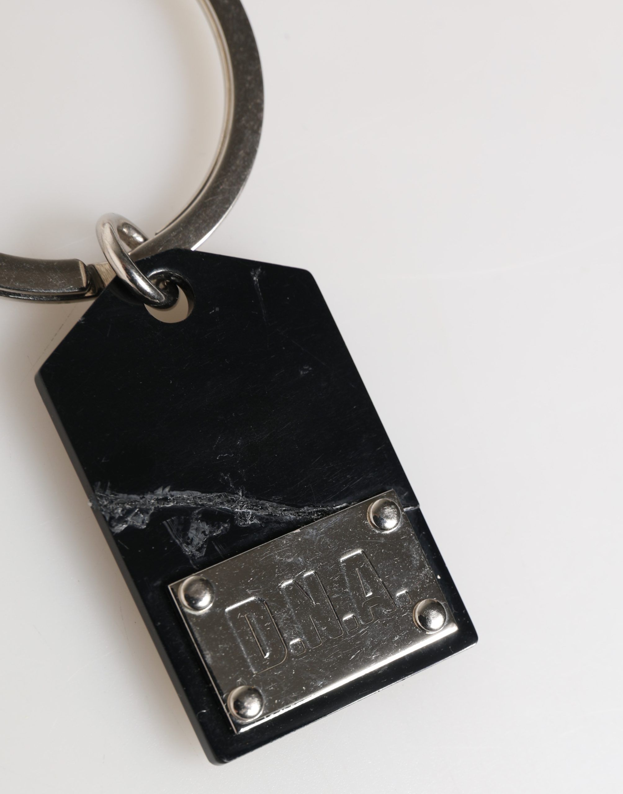 Black Silver Brass LogoPlaque Metal Ring Keyring Women's Keychain (Pre-Owned) - Dolce & Gabbana - Modalova
