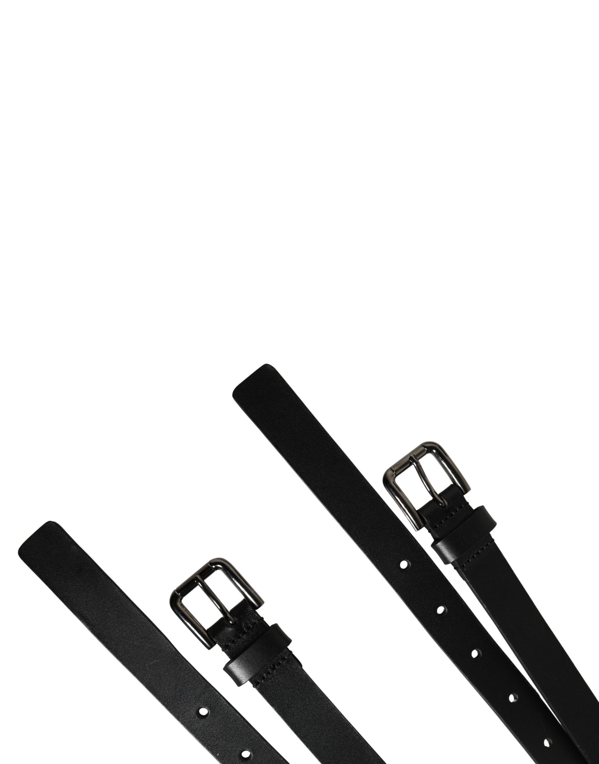 Double Strap Leather Silver Buckle Men's Belt - Dolce & Gabbana - Modalova