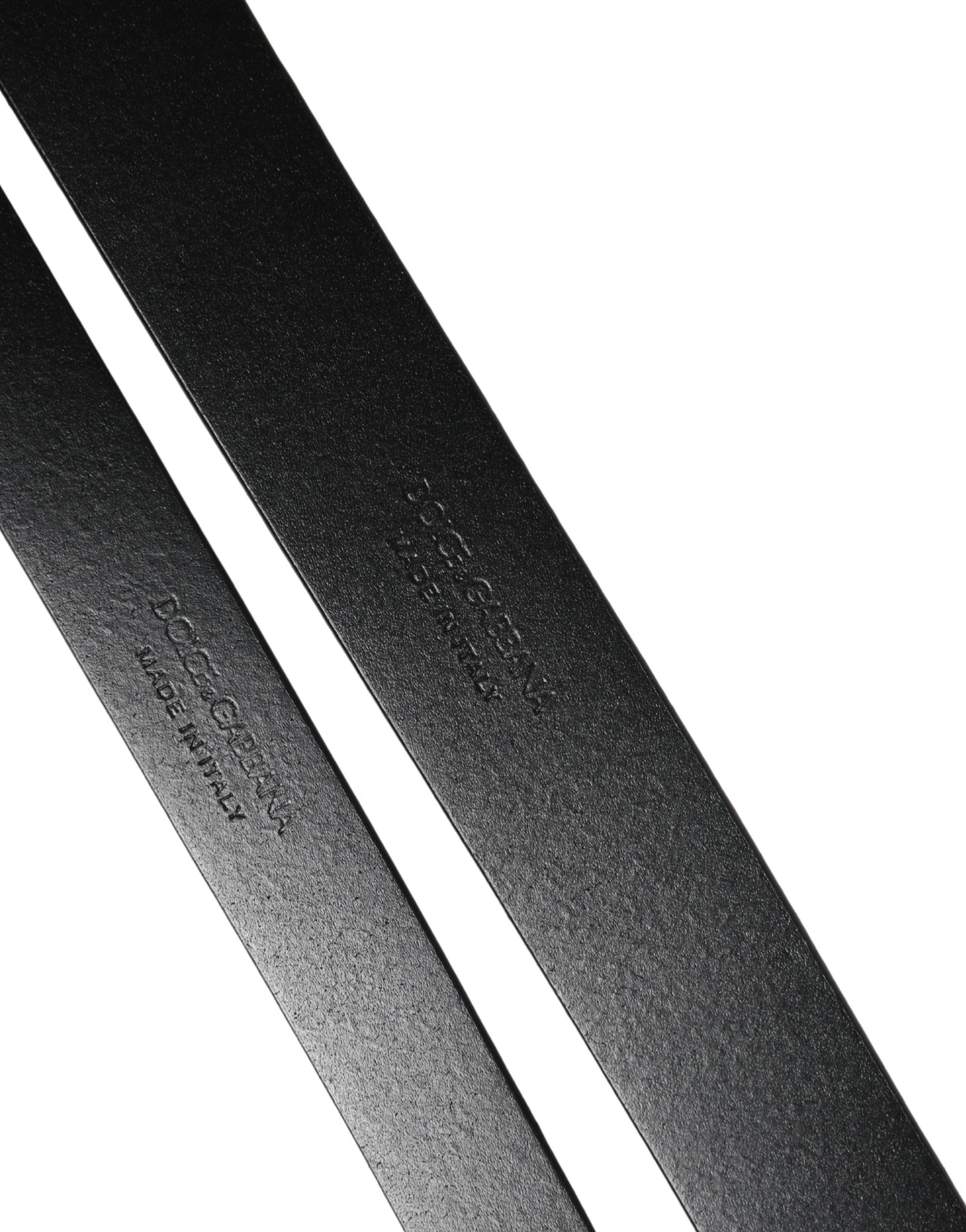 Double Strap Leather Silver Buckle Men's Belt - Dolce & Gabbana - Modalova