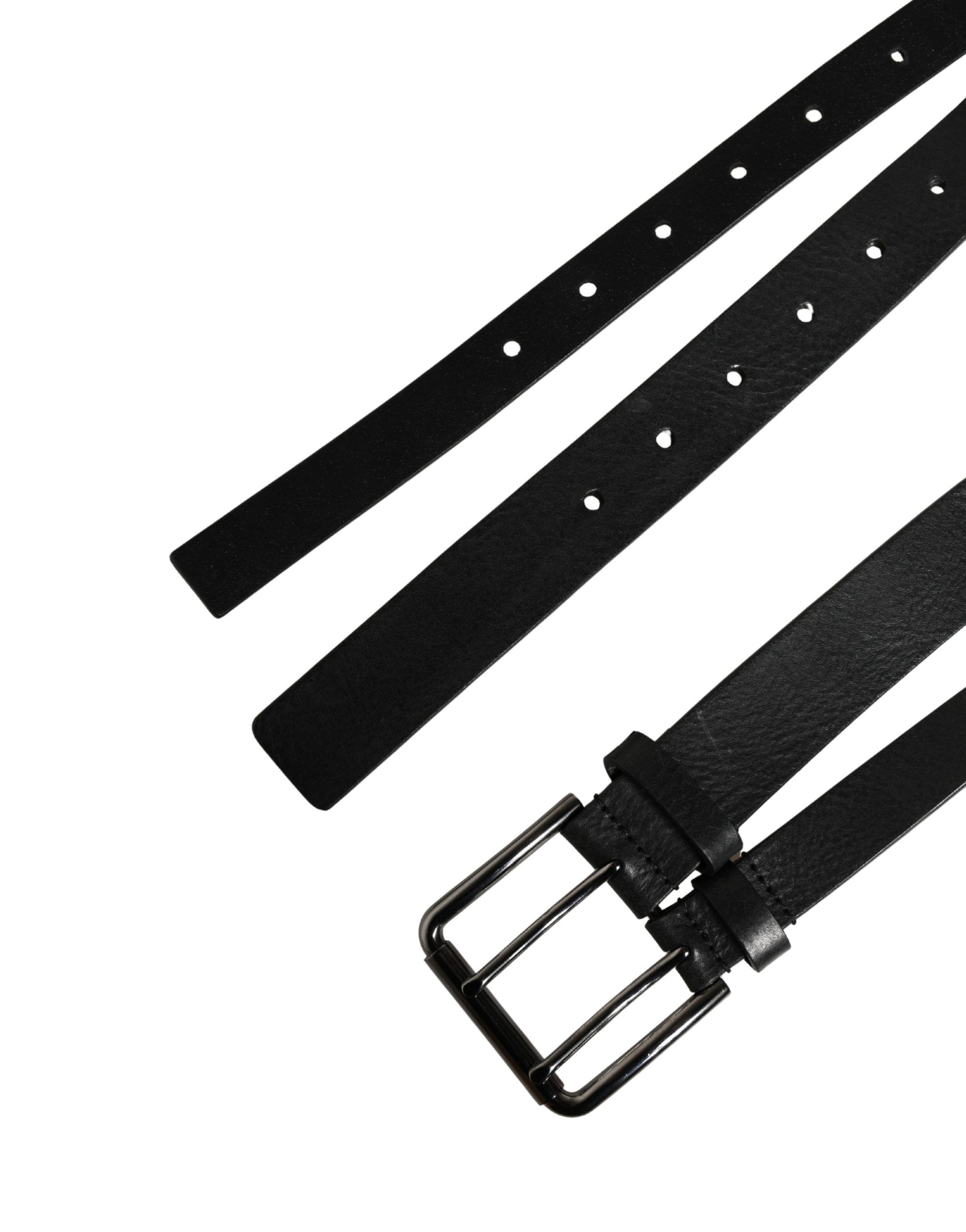 Double Strap Leather Silver Buckle Men's Belt - Dolce & Gabbana - Modalova