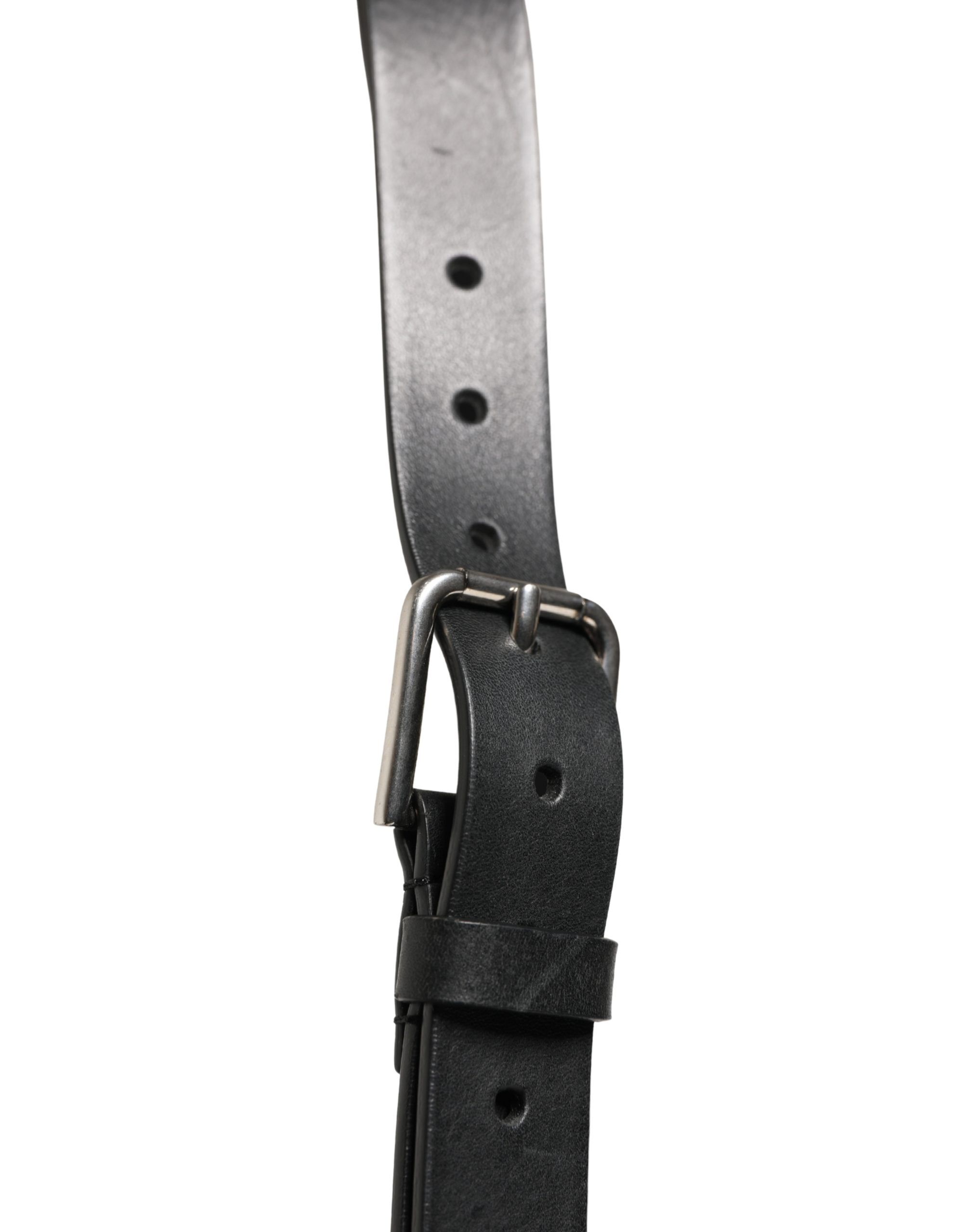 Double Strap Leather Silver Buckle Men's Belt - Dolce & Gabbana - Modalova