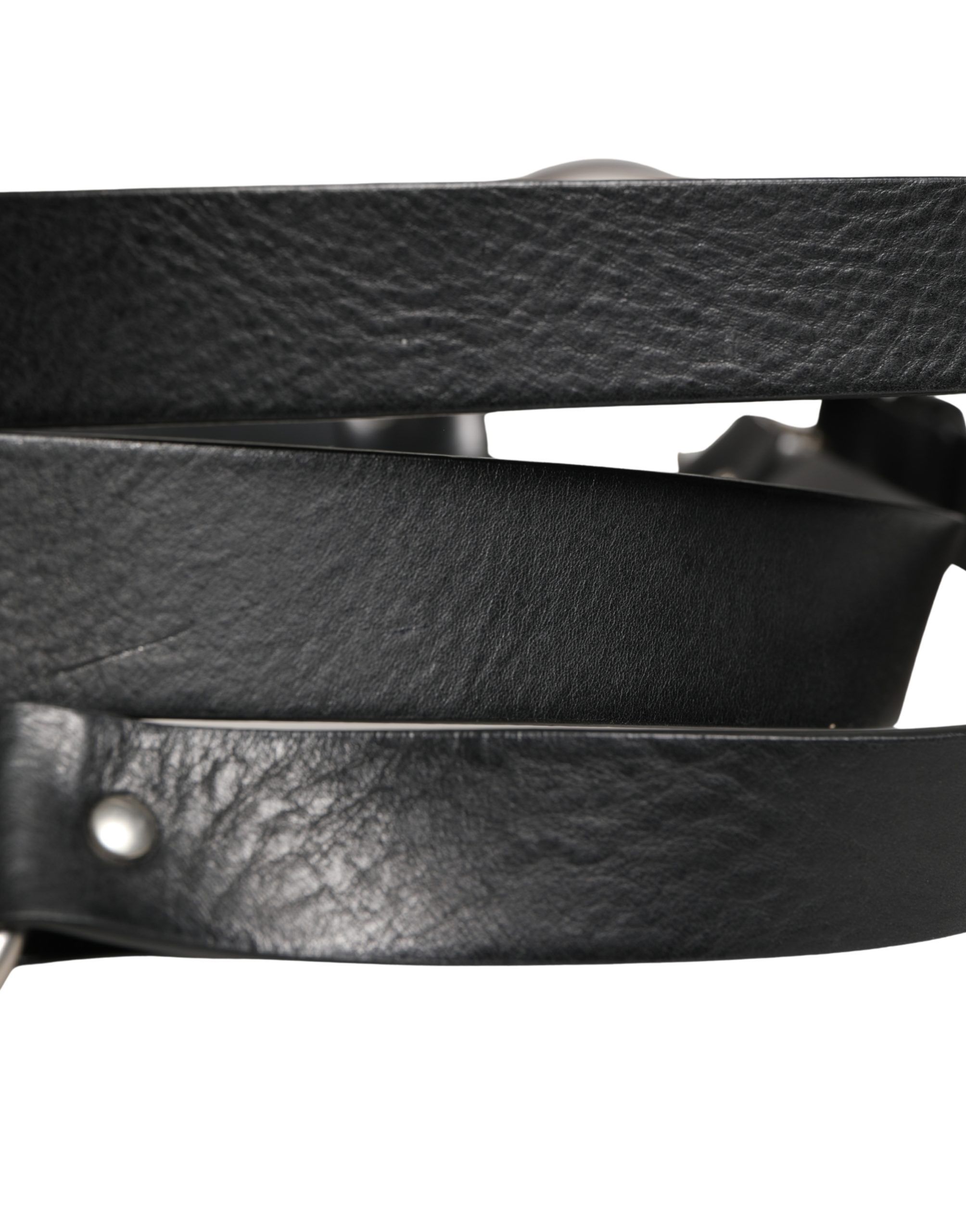 Double Strap Leather Silver Buckle Men's Belt - Dolce & Gabbana - Modalova
