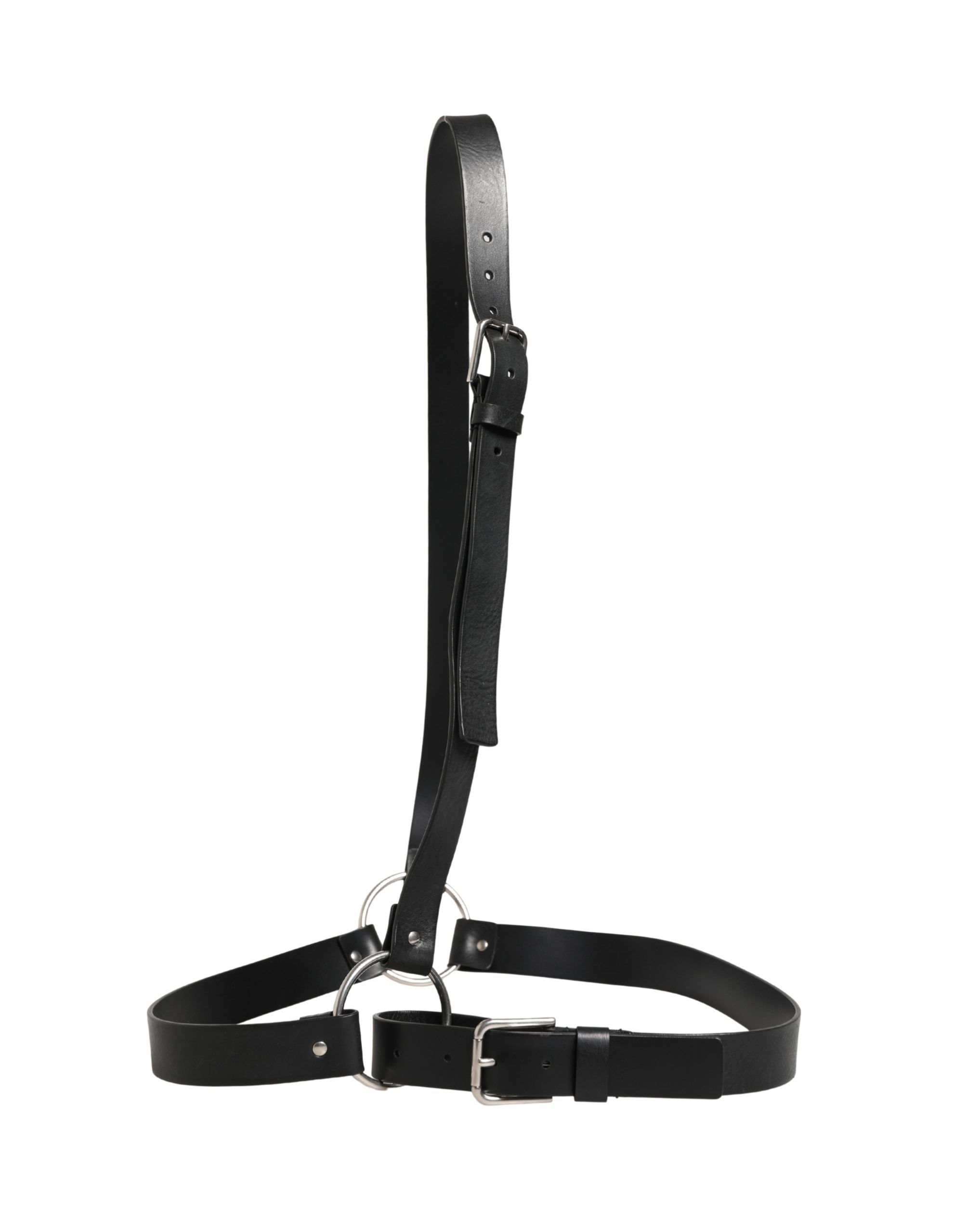 Double Strap Leather Silver Buckle Men's Belt - Dolce & Gabbana - Modalova