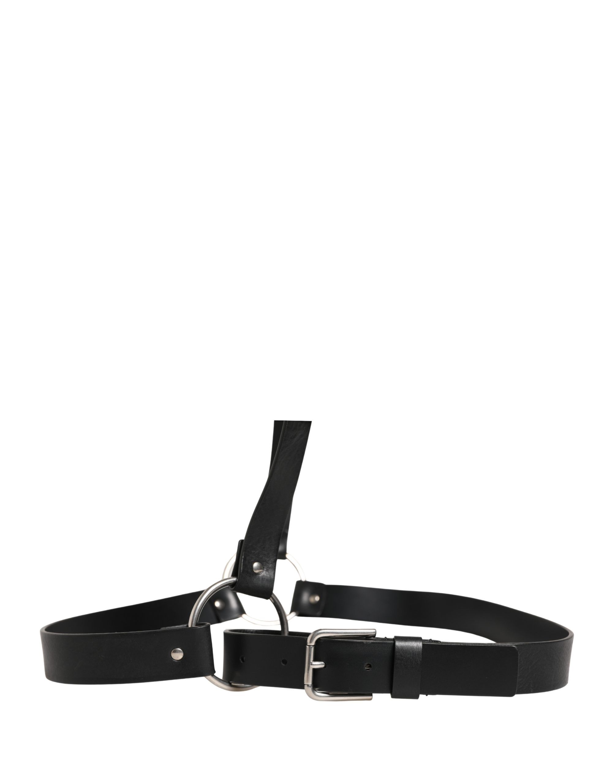Double Strap Leather Silver Buckle Men's Belt - Dolce & Gabbana - Modalova