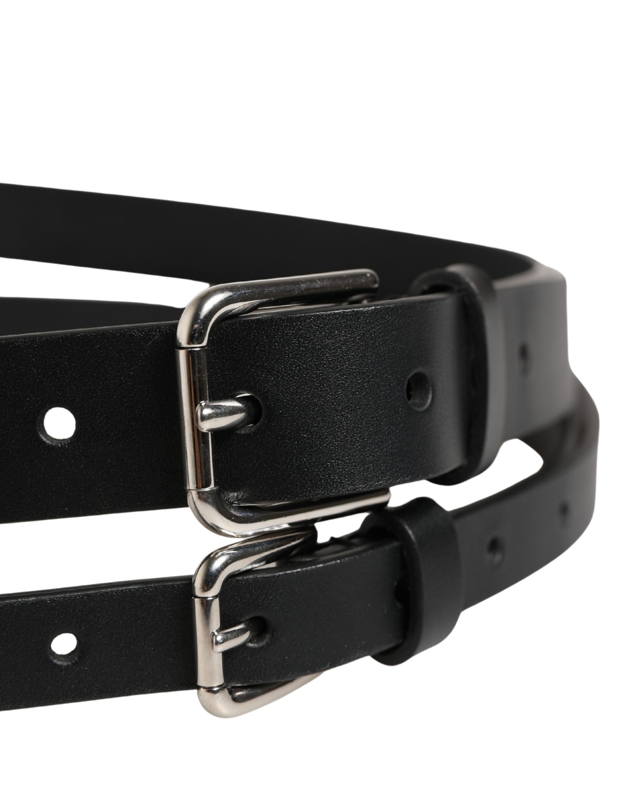 Double Strap Leather Silver Buckle Men's Belt (Pre-Owned) - Dolce & Gabbana - Modalova