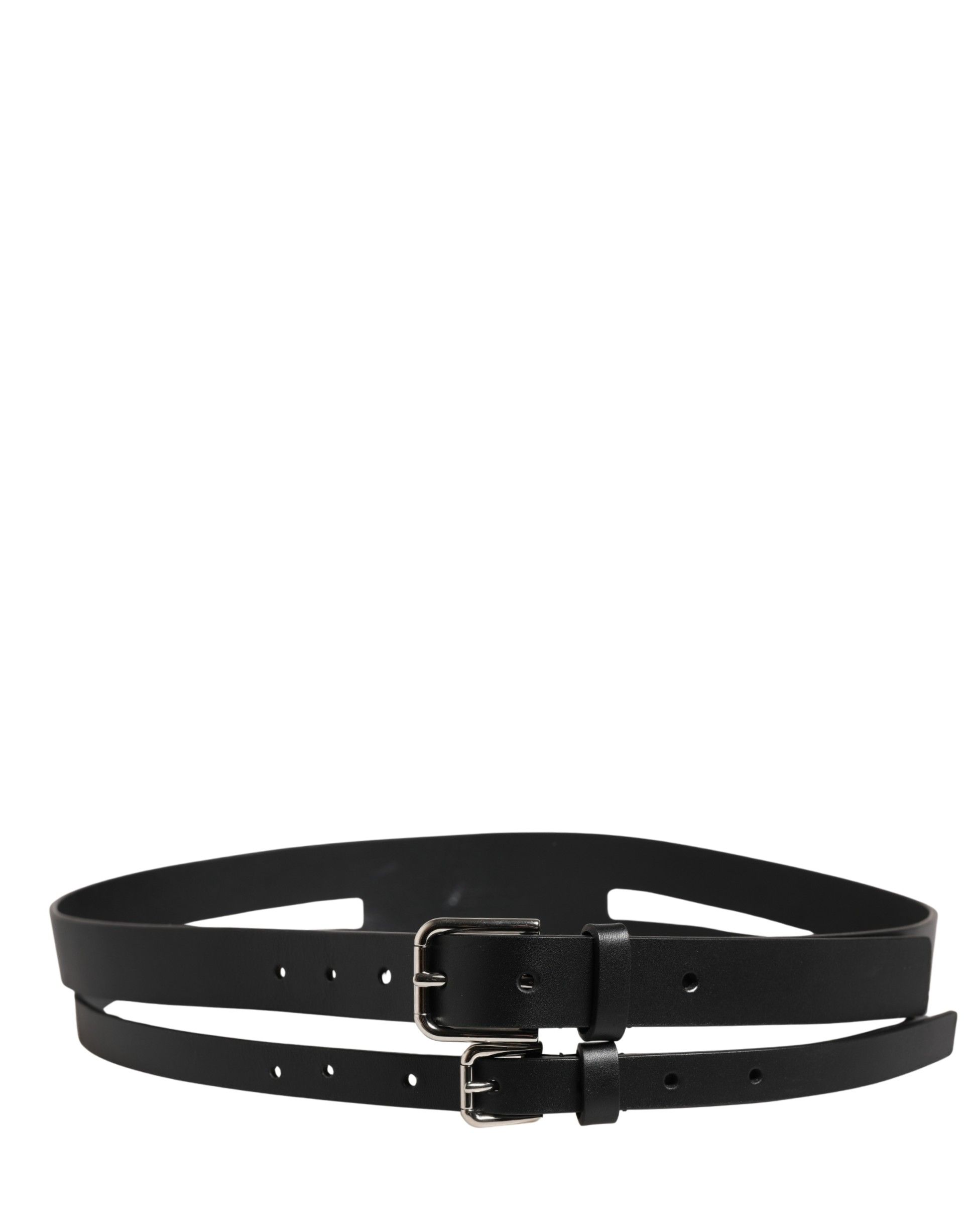 Double Strap Leather Silver Buckle Men's Belt (Pre-Owned) - Dolce & Gabbana - Modalova