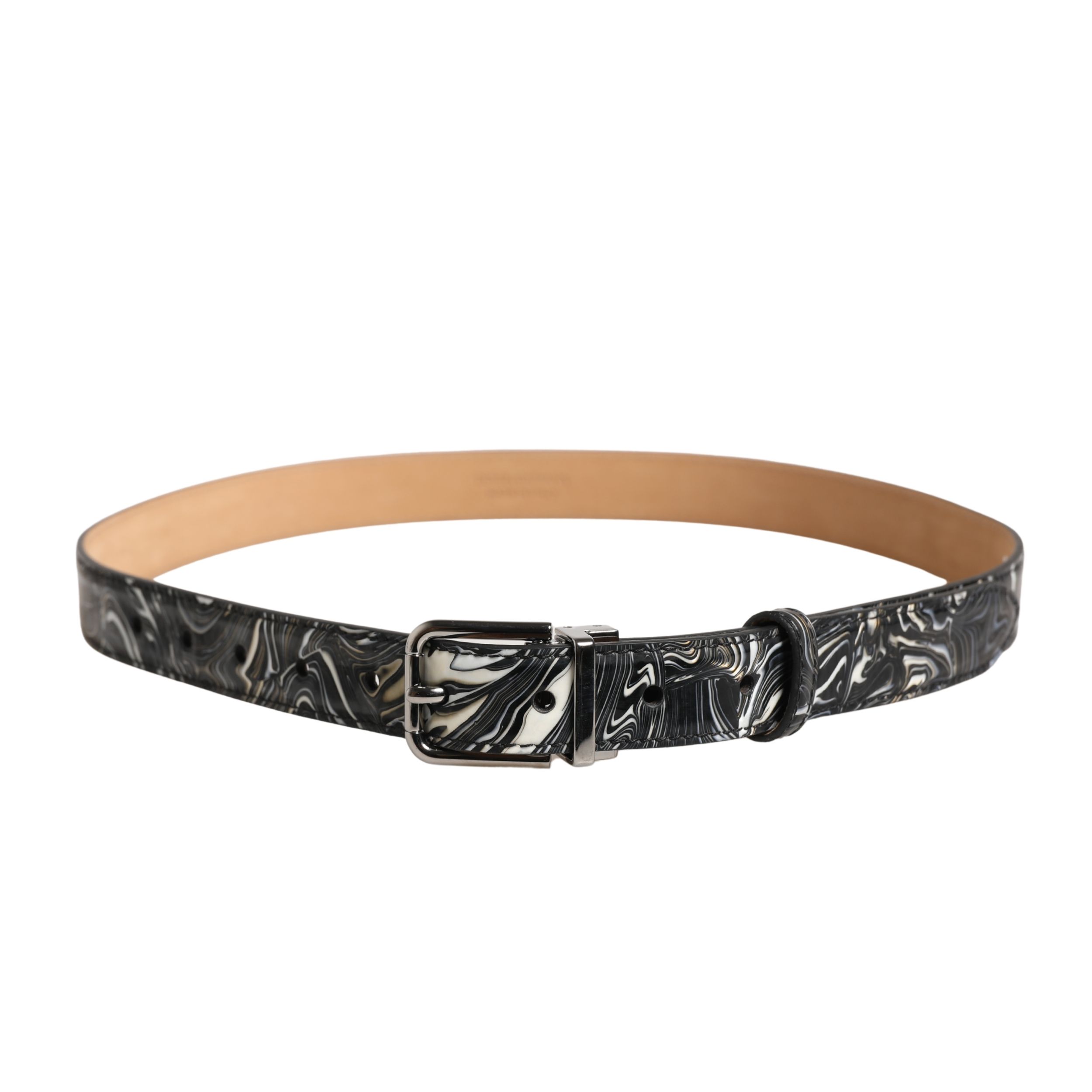 Men Marble Leather Metal Buckle Men's Belt - Dolce & Gabbana - Modalova
