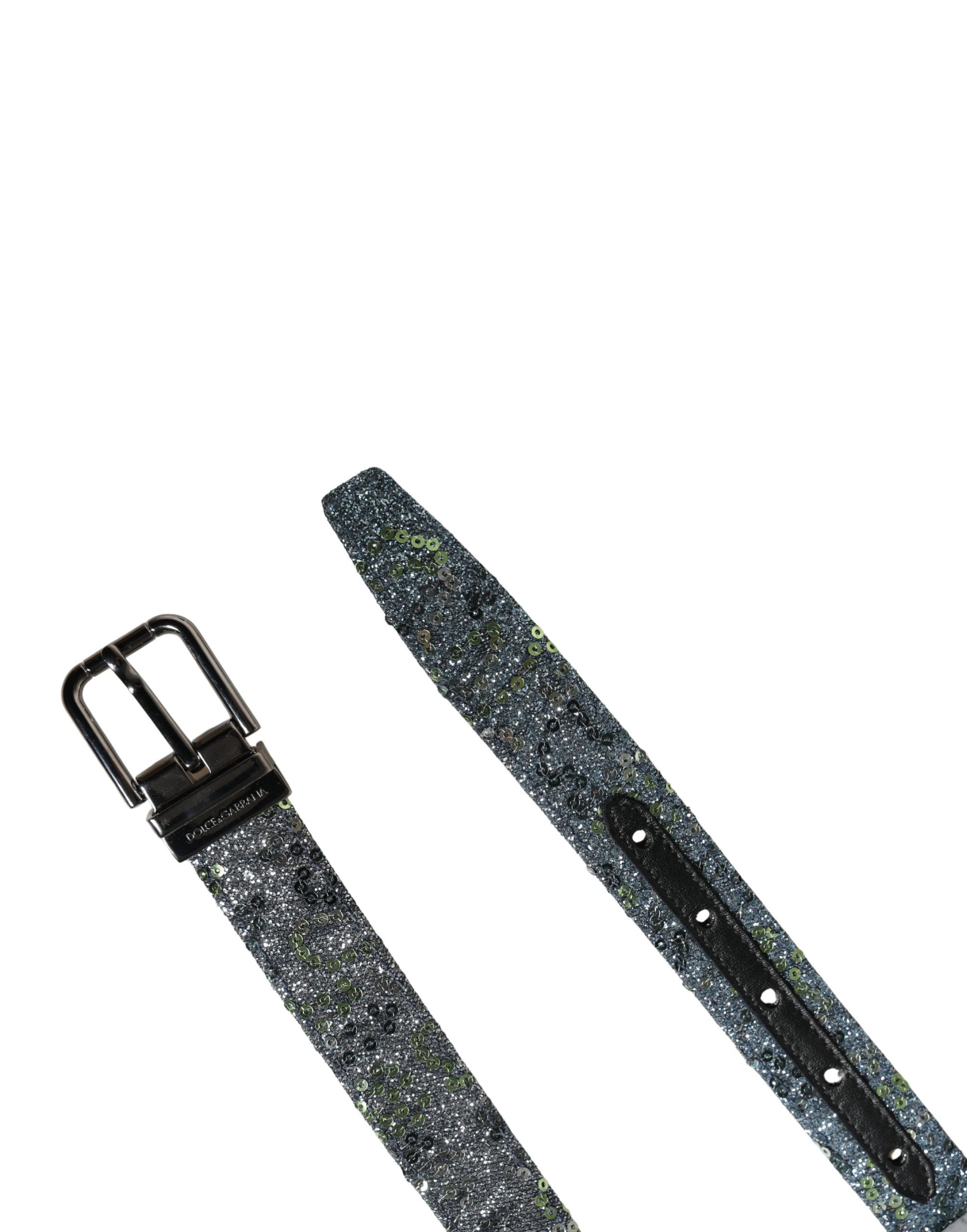 Men Sequin Silver Metal Buckle Men's Belt - Dolce & Gabbana - Modalova