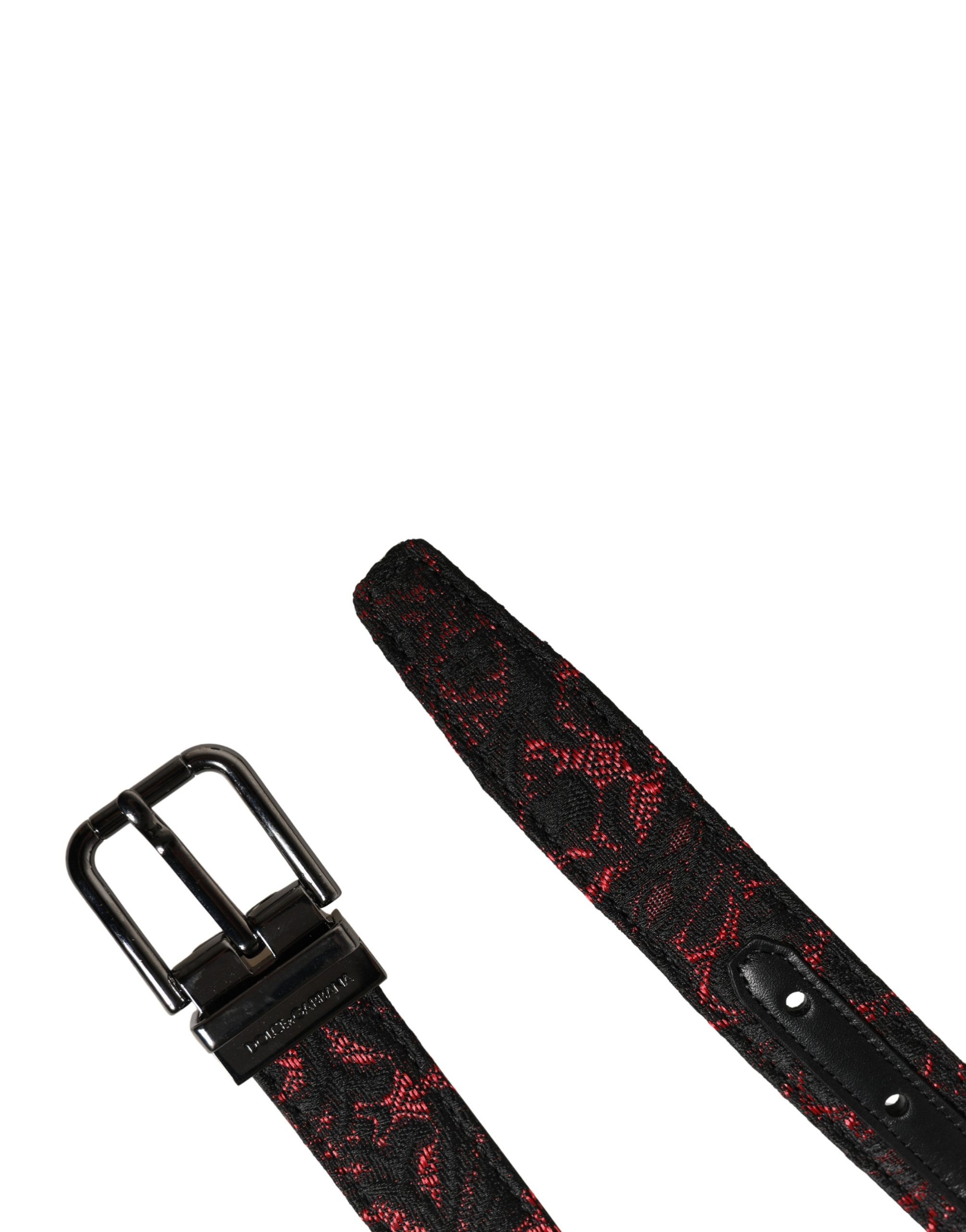 Black Red Polyester Silver Metal Buckle Men's Belt - Dolce & Gabbana - Modalova