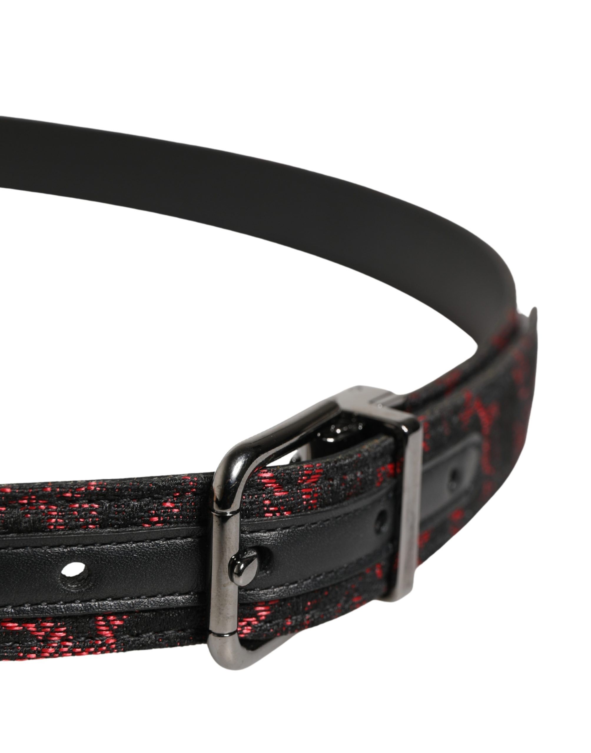 Black Red Polyester Silver Metal Buckle Men's Belt - Dolce & Gabbana - Modalova