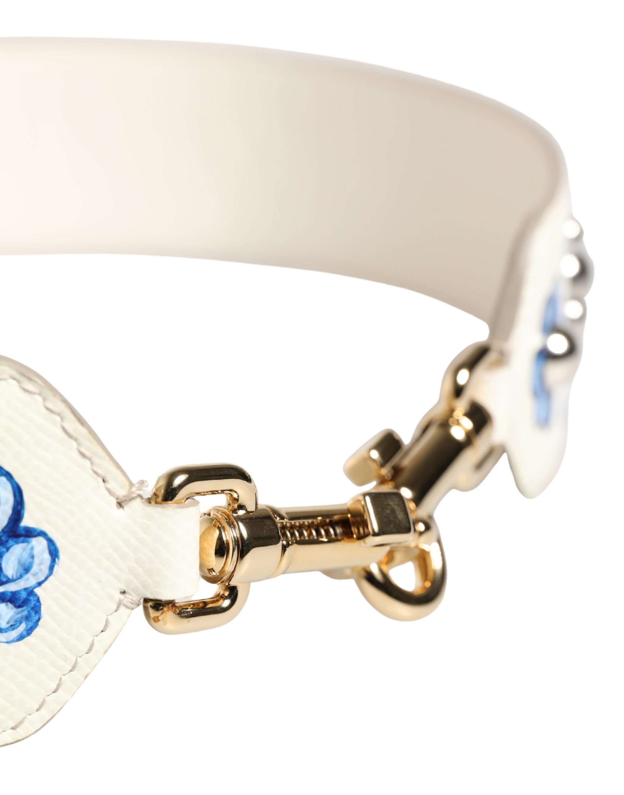 Blue Floral Leather Stud Accessory Shoulder Women's Strap - Dolce & Gabbana - Modalova