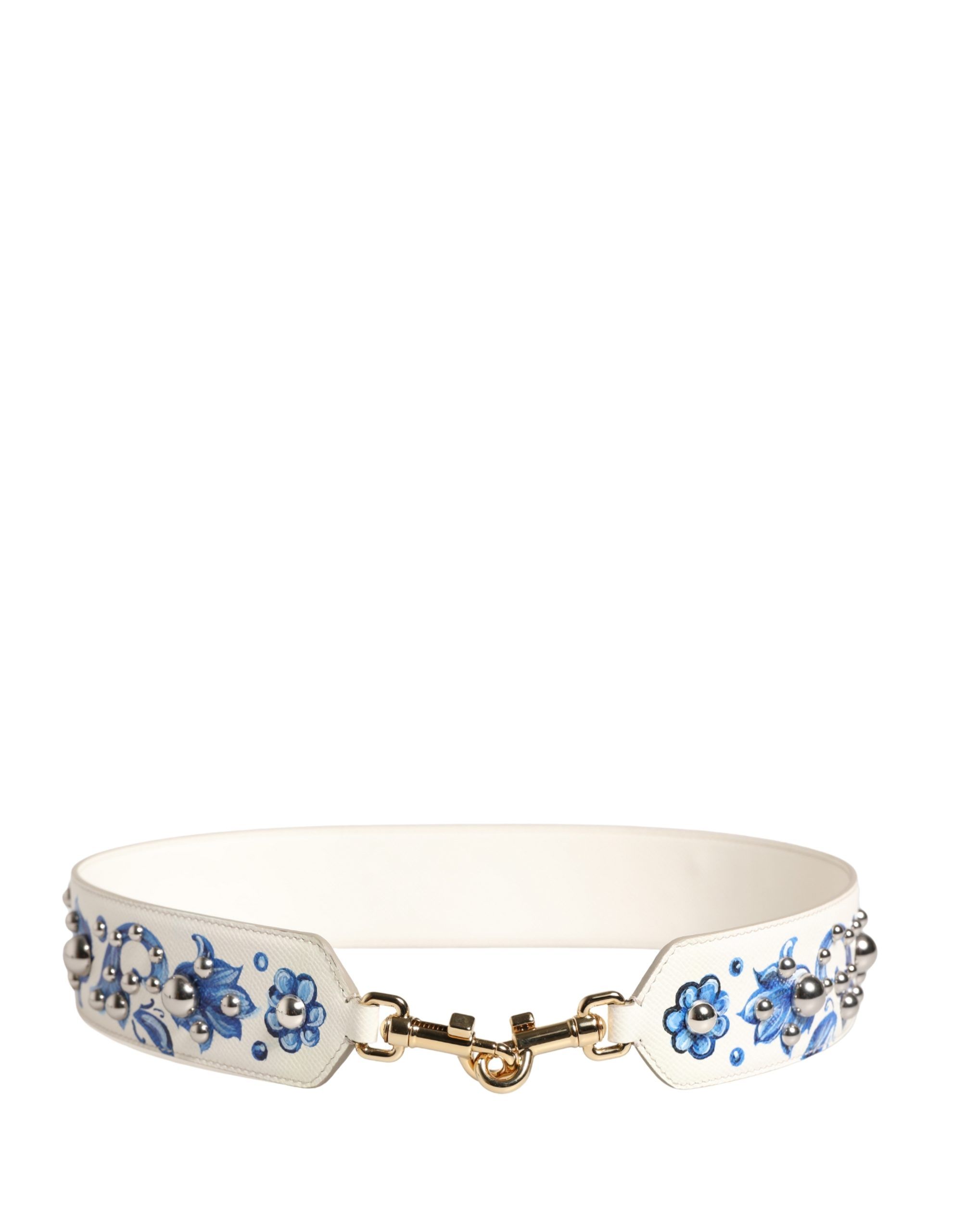 Blue Floral Leather Stud Accessory Shoulder Women's Strap - Dolce & Gabbana - Modalova