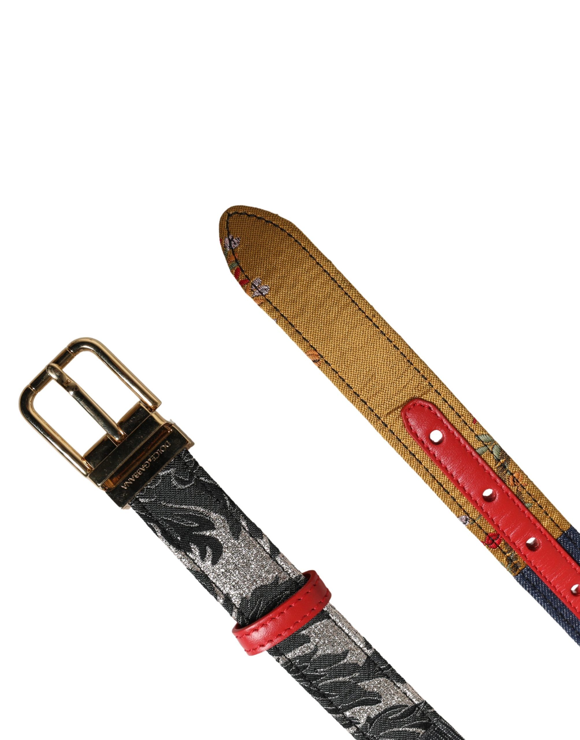 Floral Jacquard Metal Buckle Women's Belt - Dolce & Gabbana - Modalova
