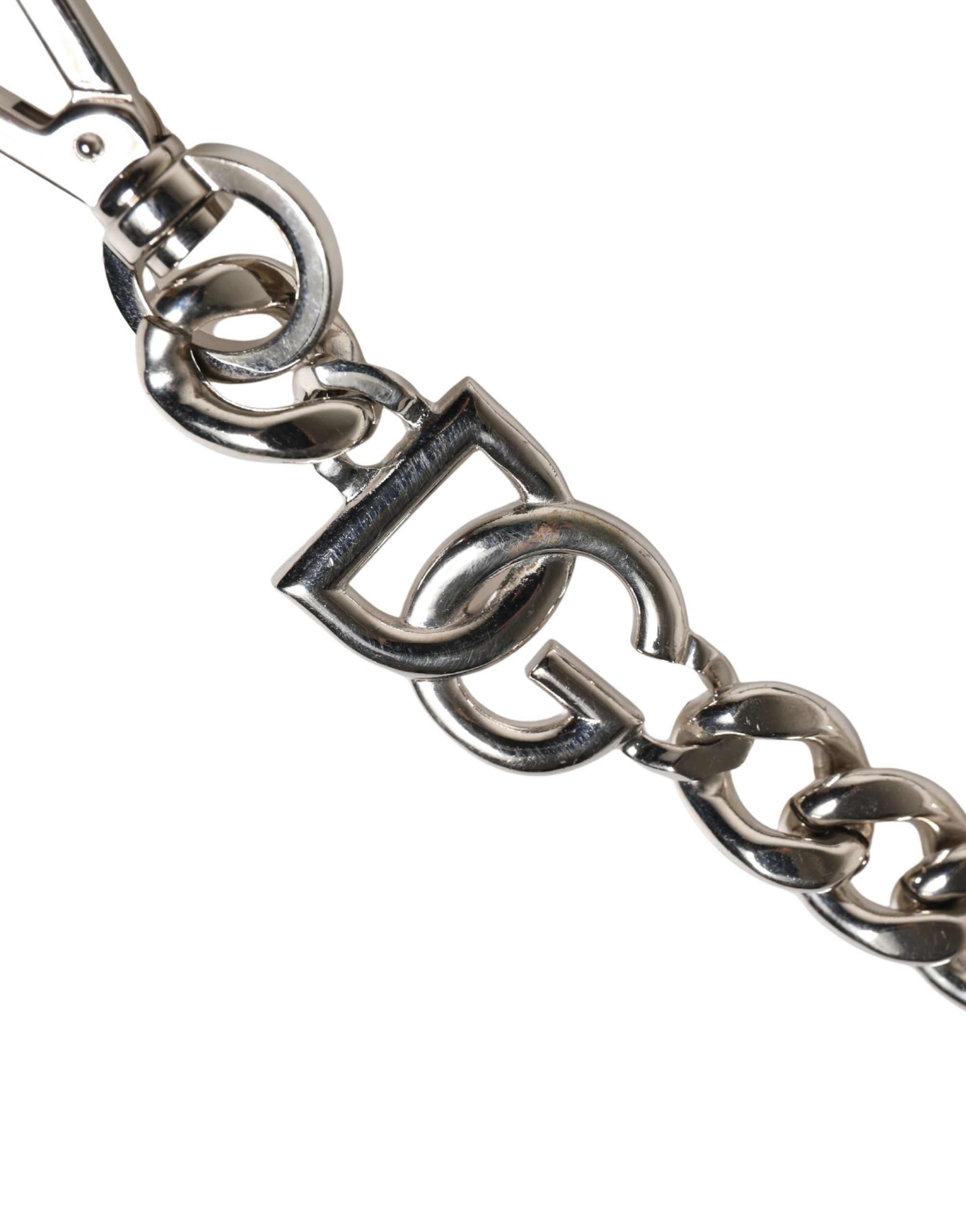 Black Leather Silver Chain Bag Accessory Shoulder Women's Strap - Dolce & Gabbana - Modalova