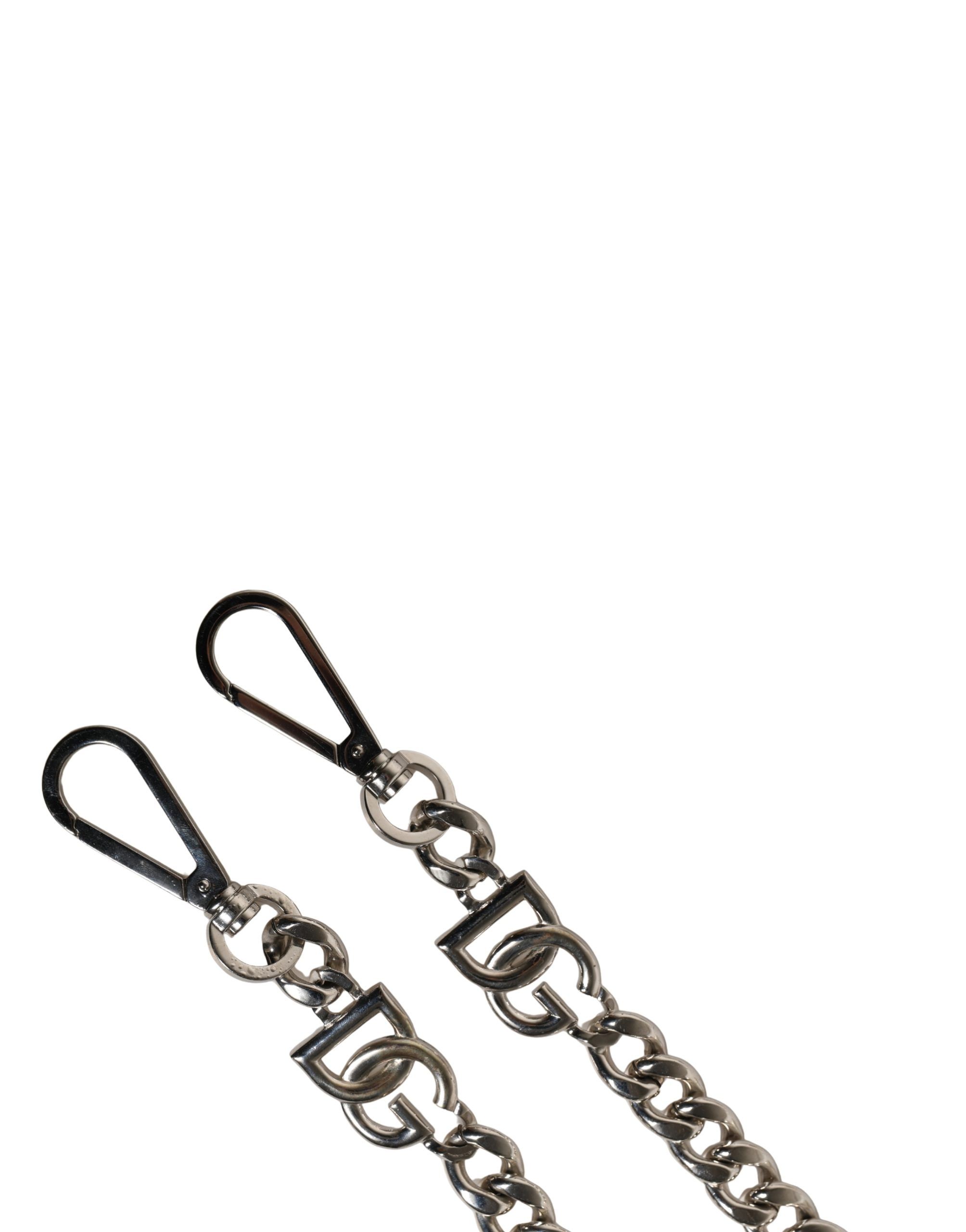 Black Leather Silver Chain Bag Accessory Shoulder Women's Strap - Dolce & Gabbana - Modalova