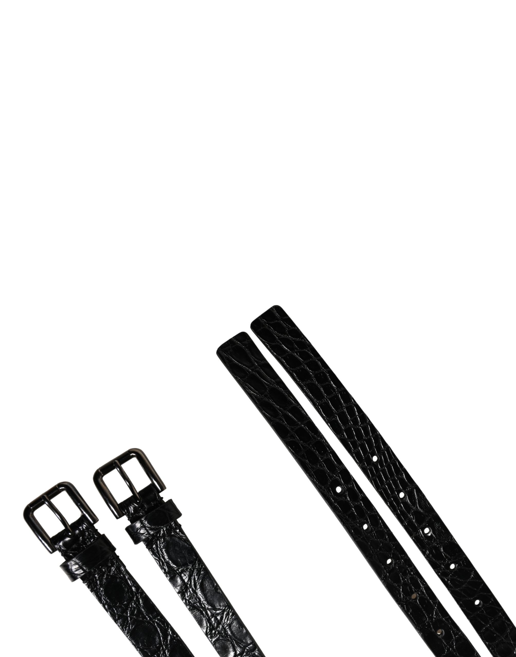 Double Strap Leather Silver Buckle Men's Belt - Dolce & Gabbana - Modalova