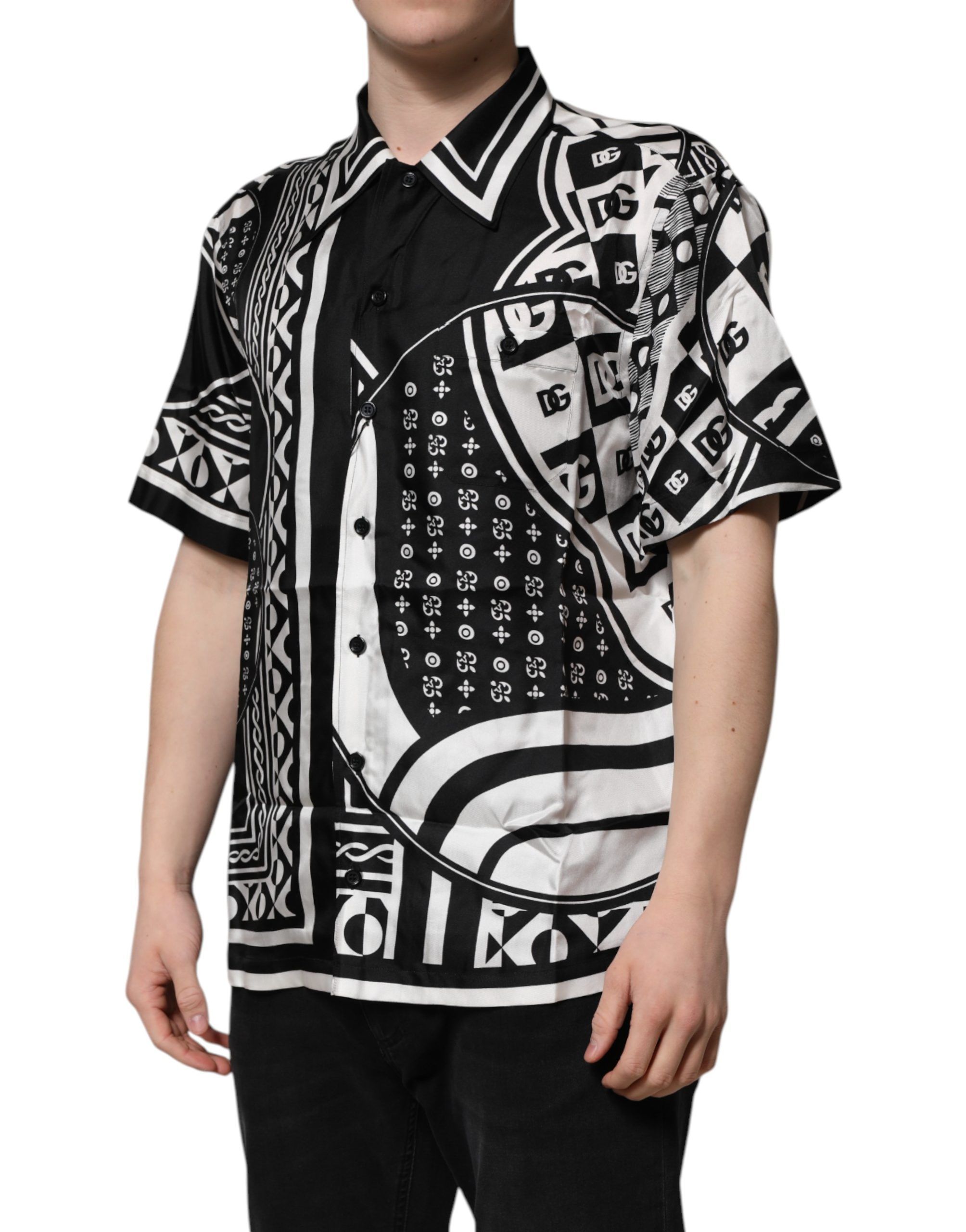 Silk Logo Print Short Sleeves Men's Shirt (Pre-Owned) - Dolce & Gabbana - Modalova