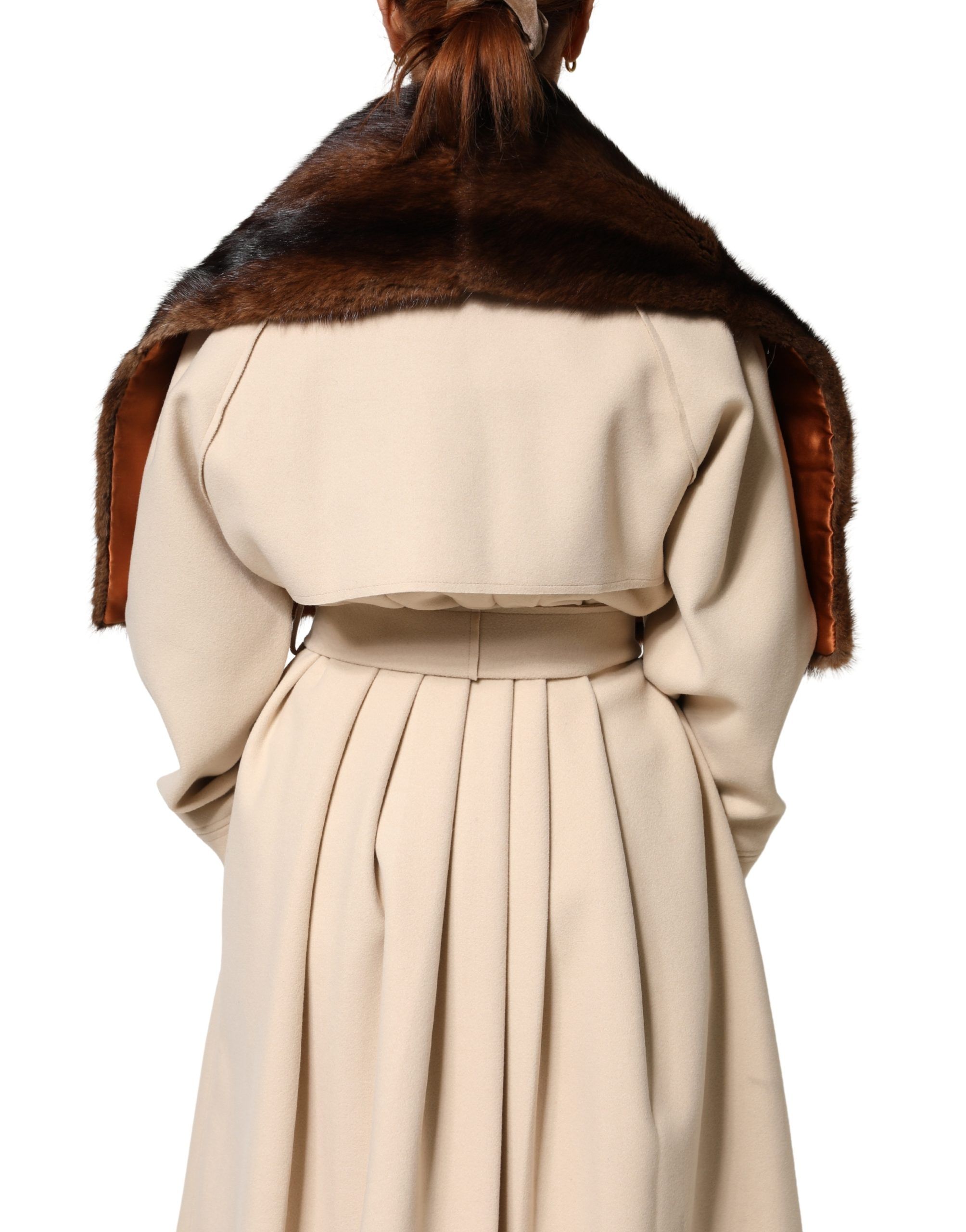 Black Brown Stripe Fur Shawl Wrap Women's Scarf - Dolce & Gabbana - Modalova