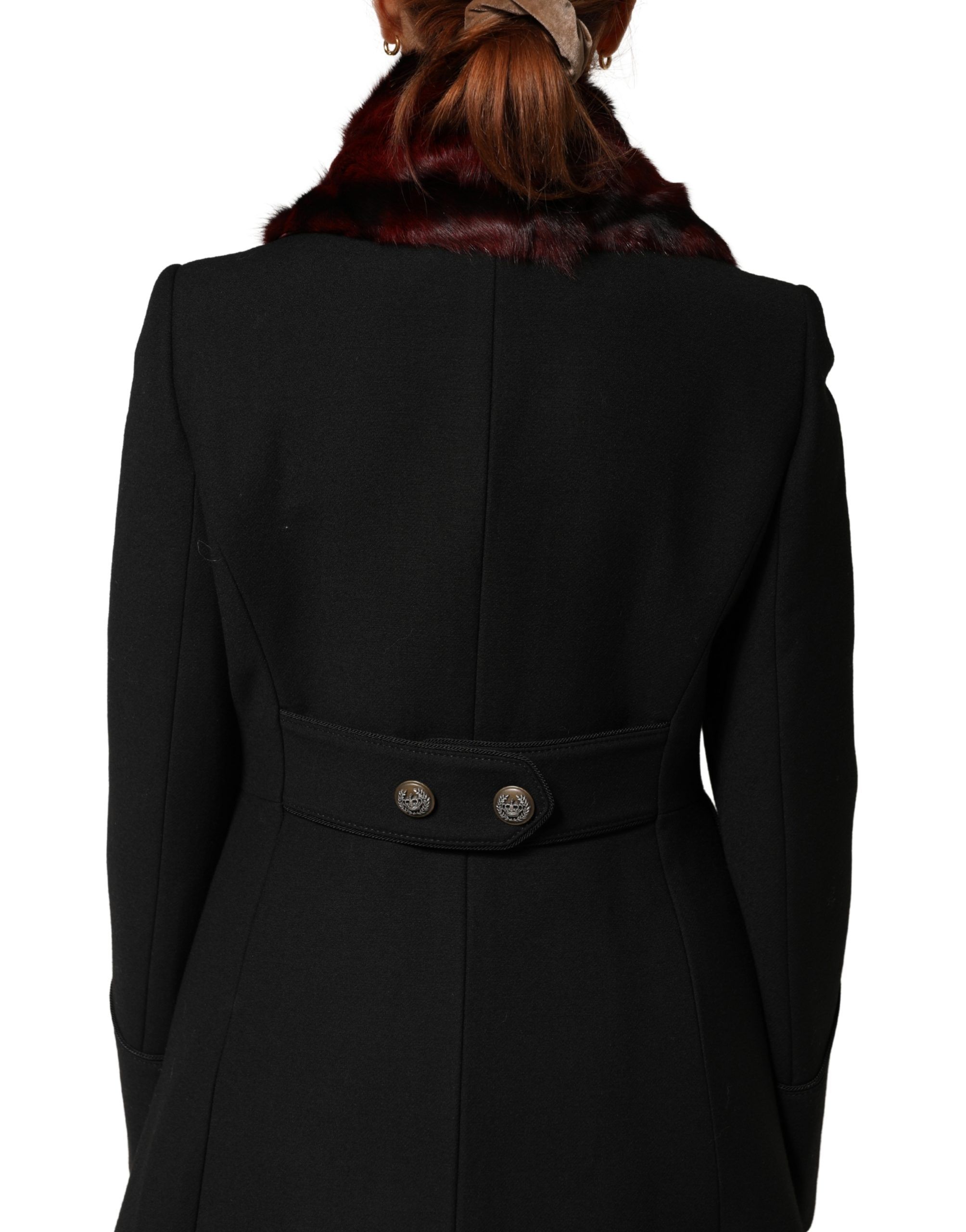 Black Red Stripe Fur Shawl Neck Wrap Women's Scarf - Dolce & Gabbana - Modalova