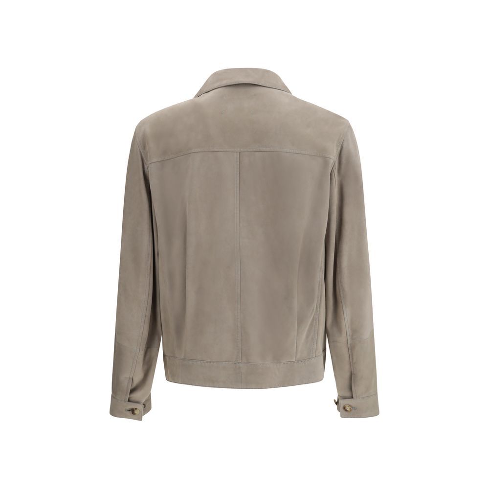 Calf Leather Bos Taurus Leather Men's Jacket - Brunello Cucinelli - Modalova