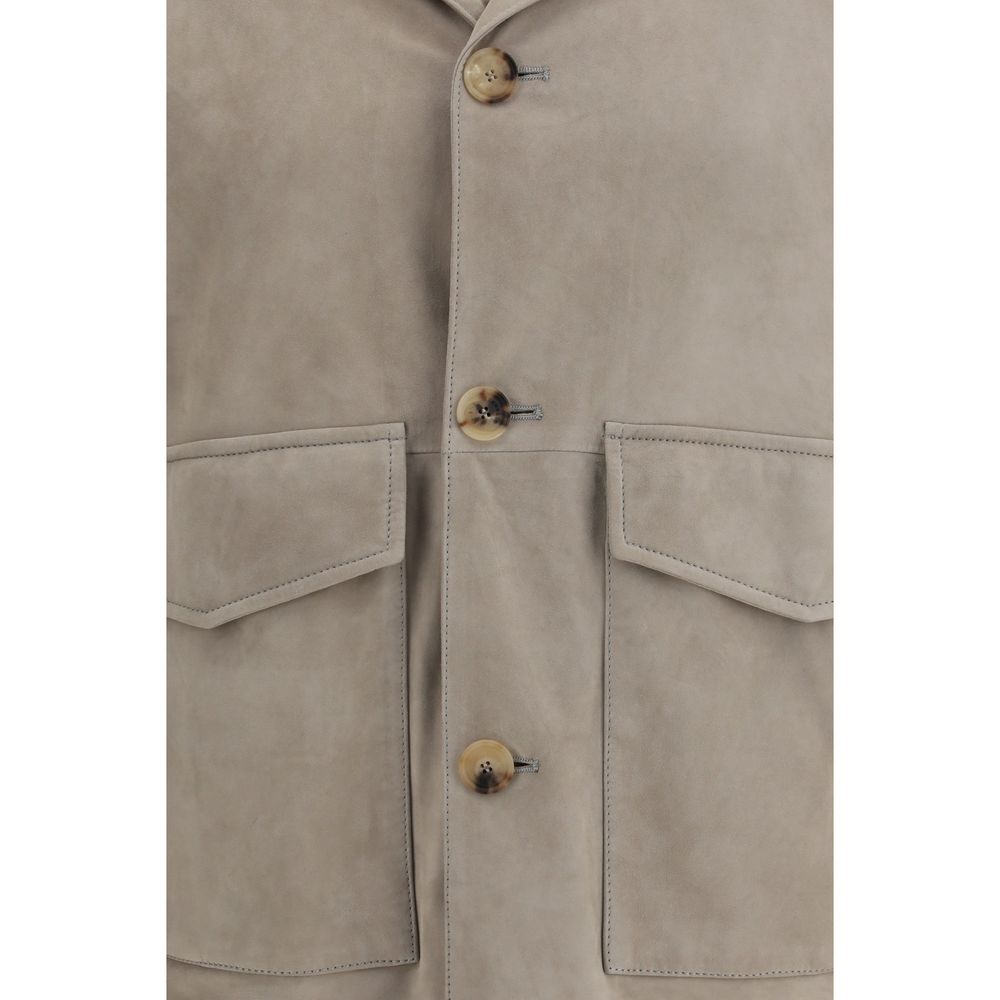 Calf Leather Bos Taurus Leather Men's Jacket - Brunello Cucinelli - Modalova