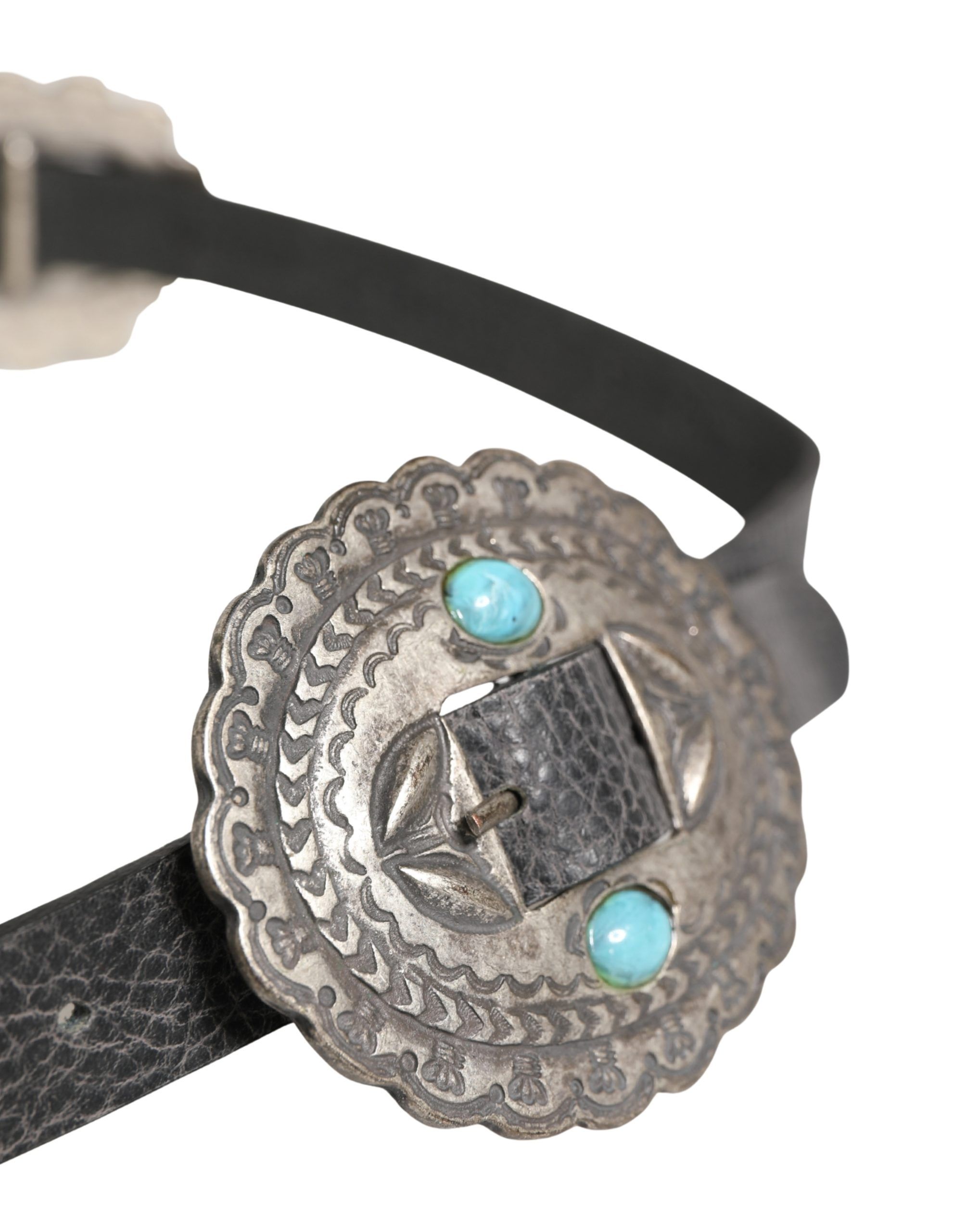 Turquoise Leather Embellished Oval Buckle Women's Belt - Cavalli Class - Modalova