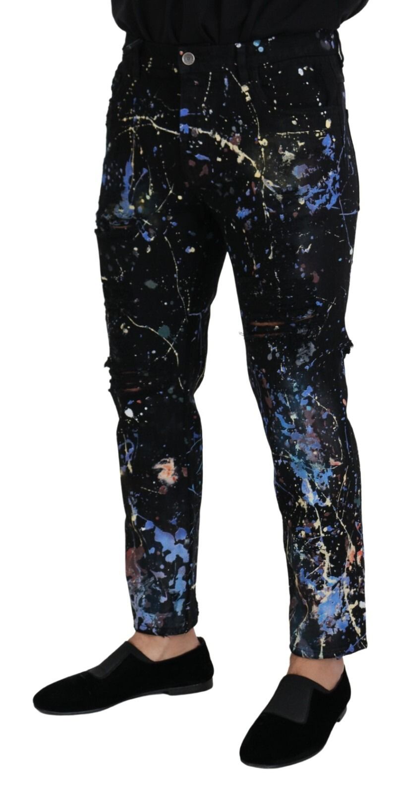 Cotton Color Splash Print Denim Men's Jeans - Dolce & Gabbana - Modalova