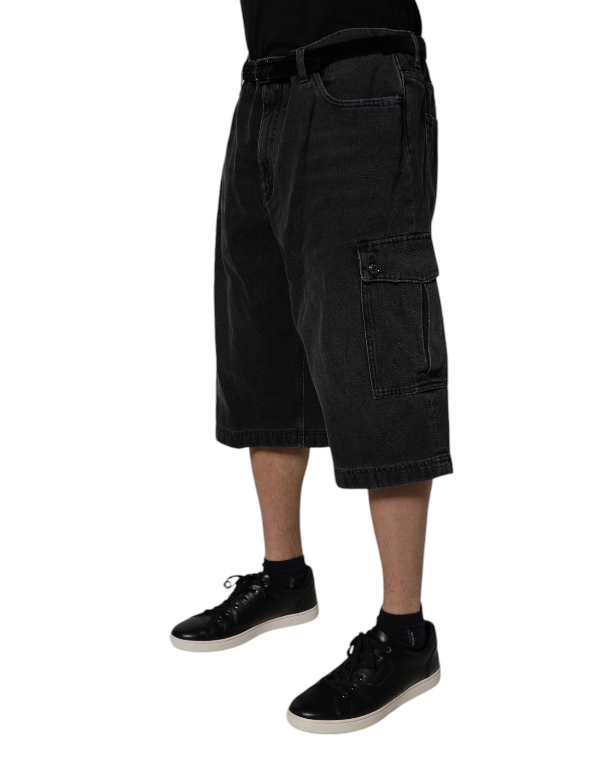 Mid Waist Denim Cargo Bermuda Men's Shorts - Dolce & Gabbana - Modalova