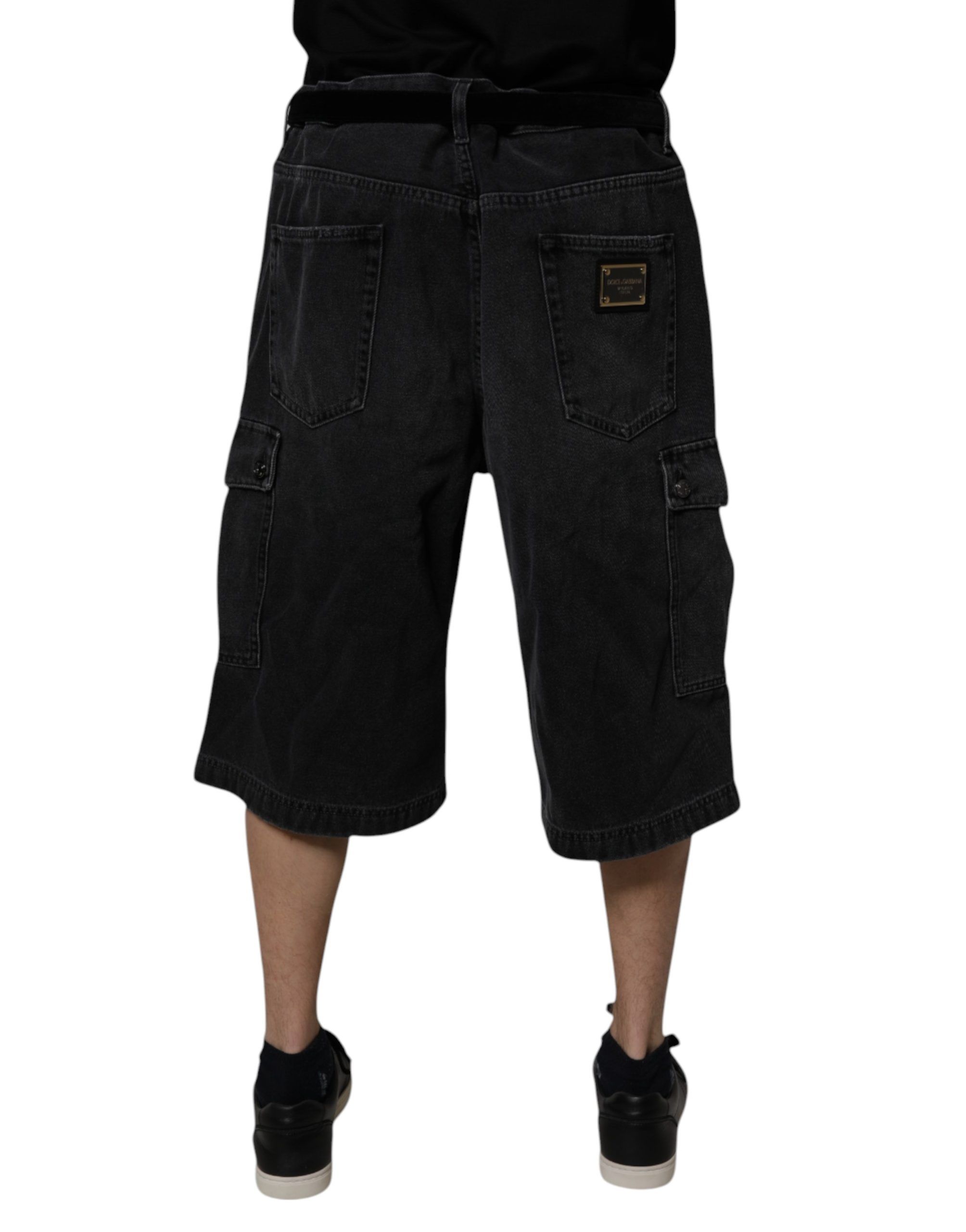 Mid Waist Denim Cargo Bermuda Men's Shorts - Dolce & Gabbana - Modalova