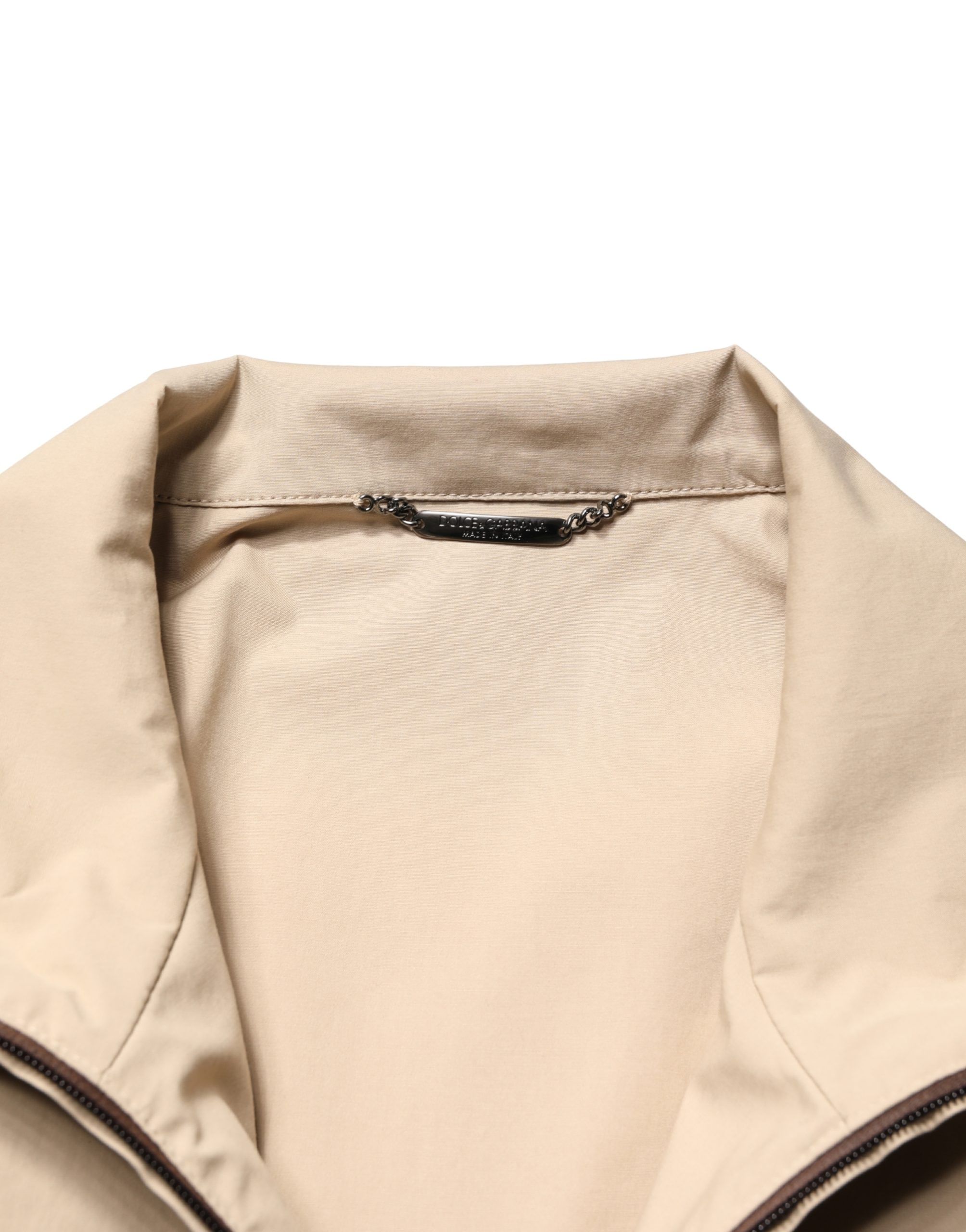 Beige Cotton Zip Windbreaker Men's Jacket - Dolce & Gabbana - Modalova