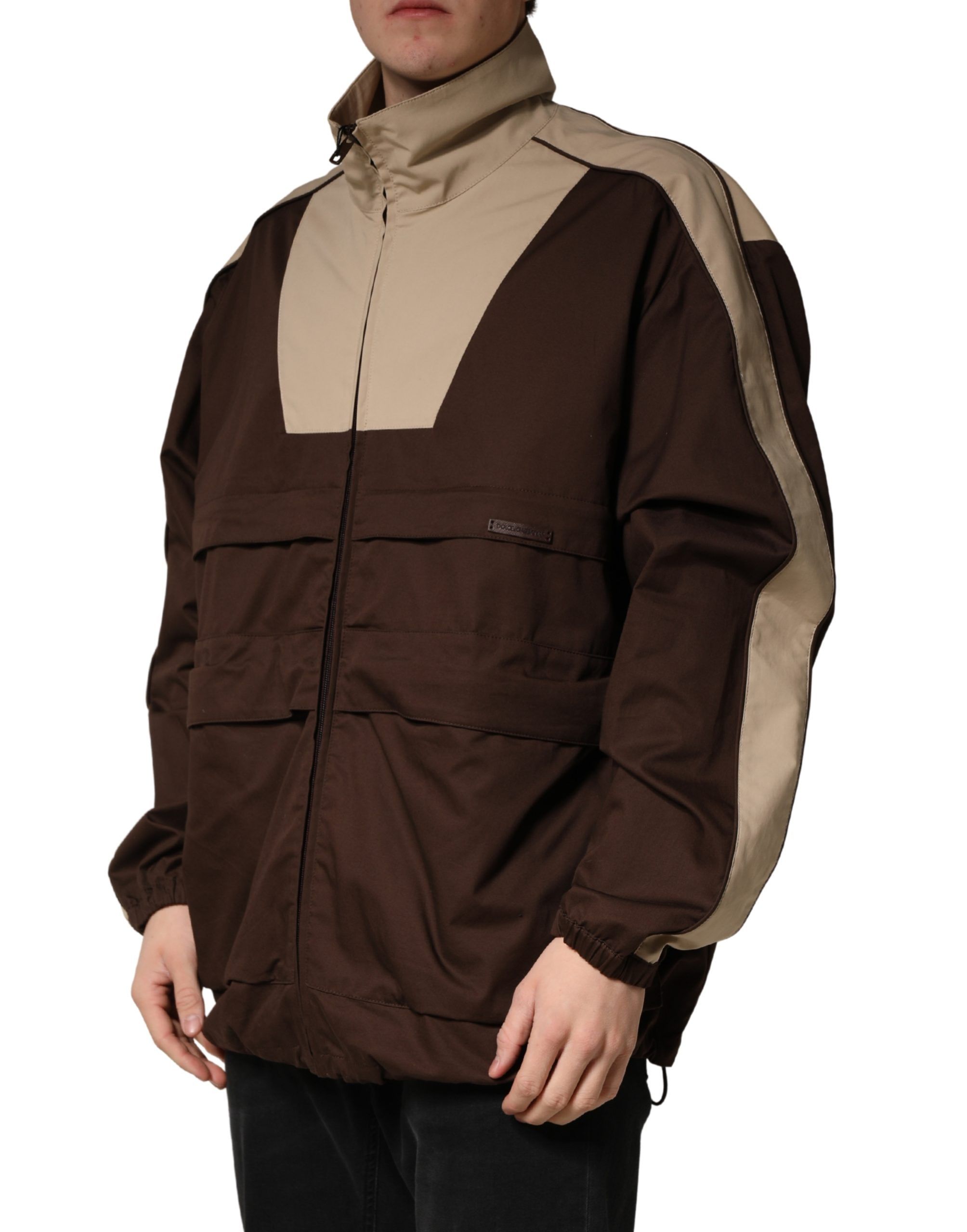 Beige Cotton Zip Windbreaker Men's Jacket - Dolce & Gabbana - Modalova