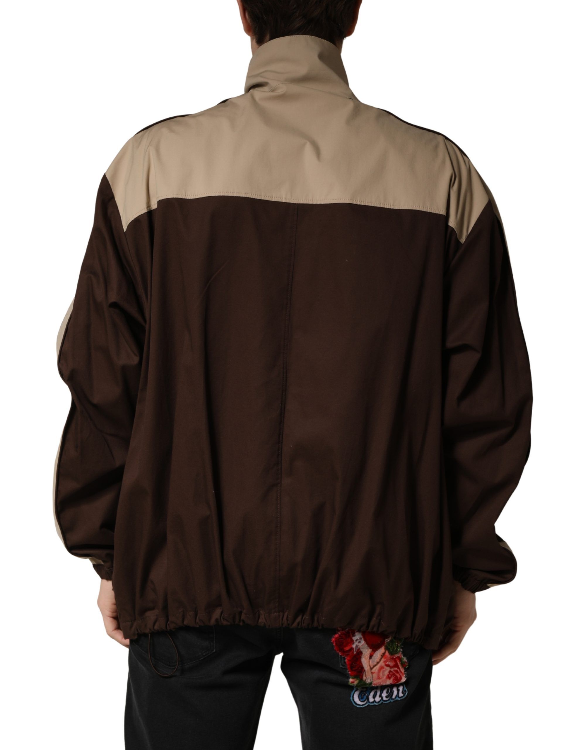 Beige Cotton Zip Windbreaker Men's Jacket - Dolce & Gabbana - Modalova