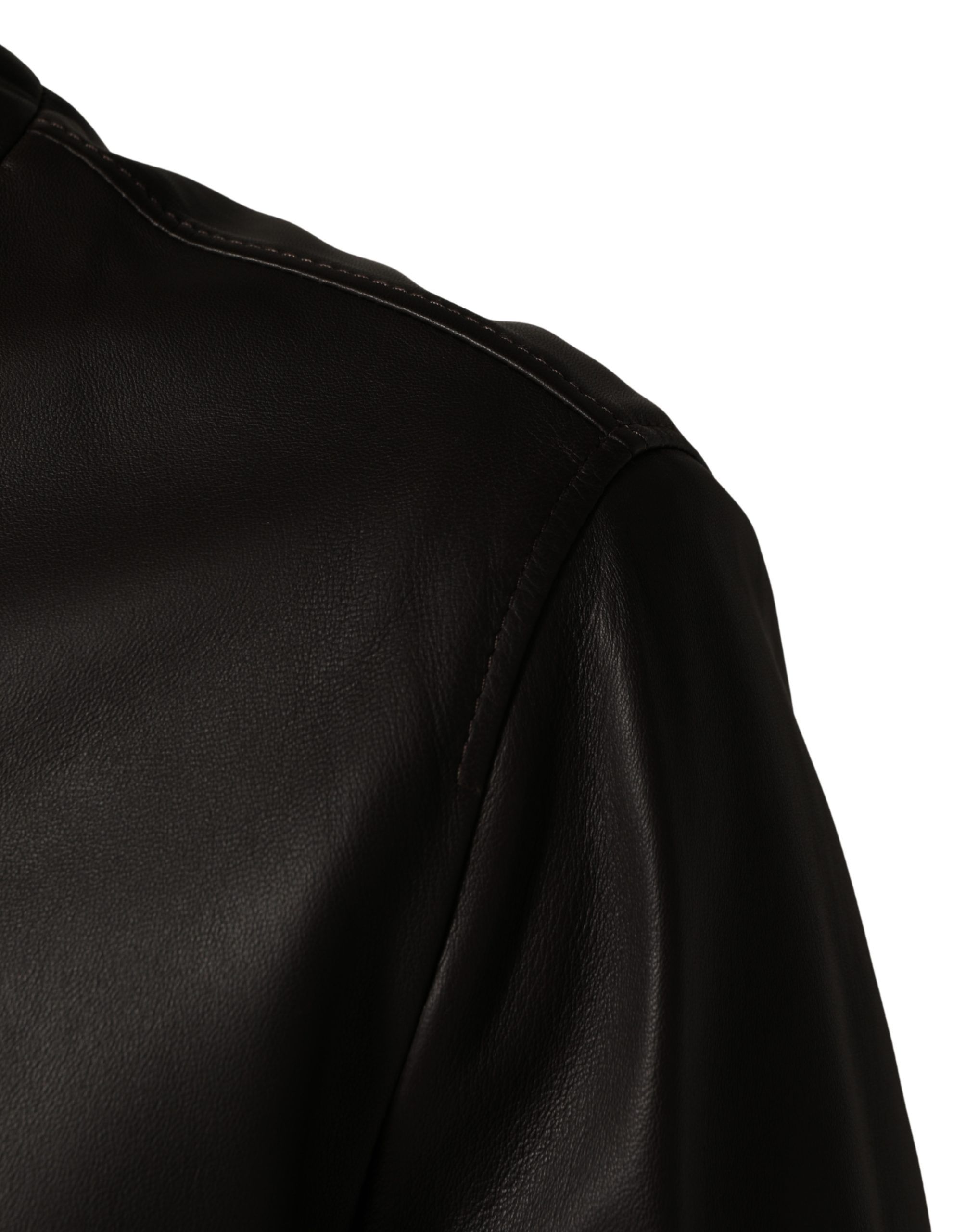 LambskinLeather Full Zip Biker Men's Jacket - Dolce & Gabbana - Modalova