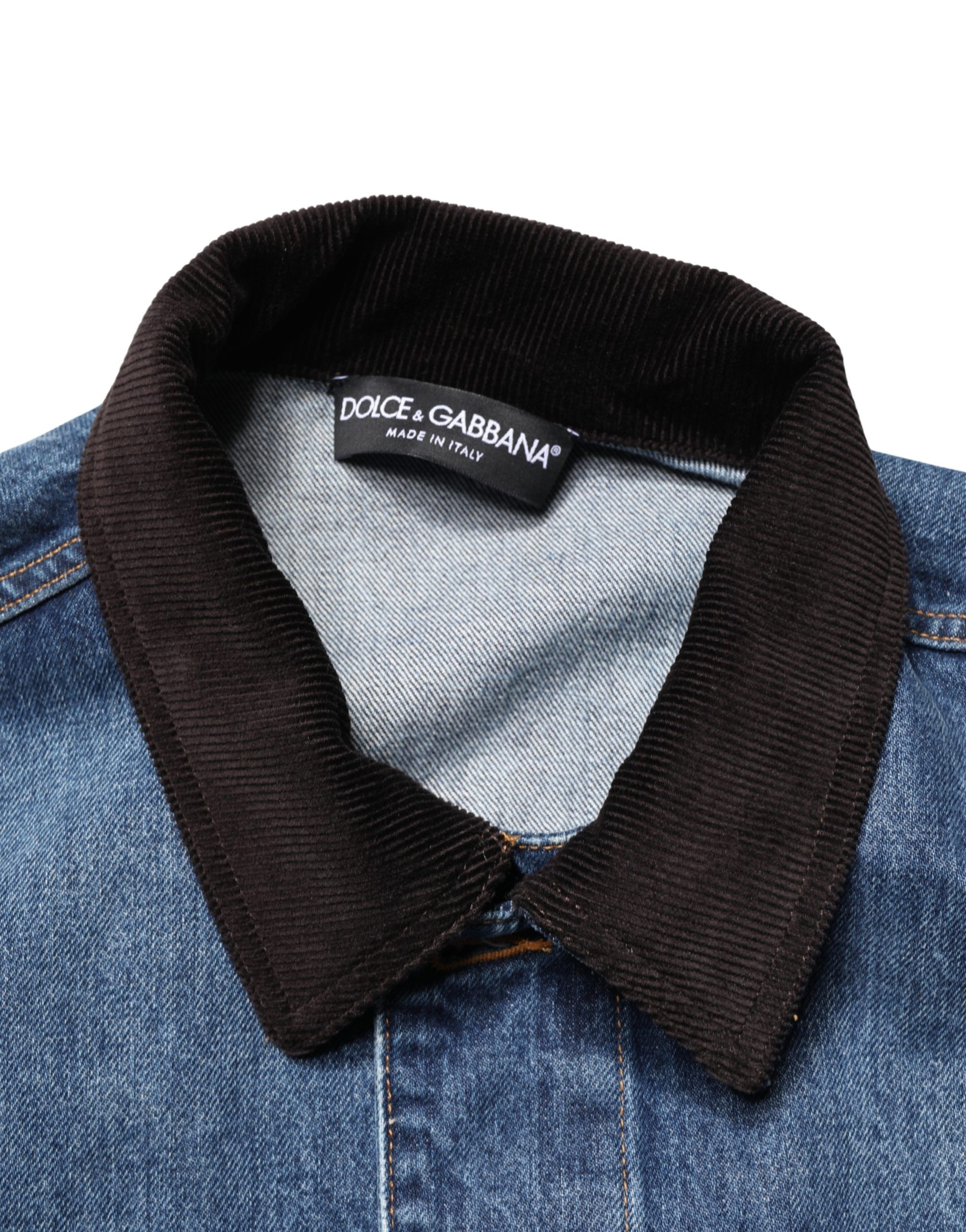 Black Blue Cotton Denim Blouson Men Men's Jacket - Dolce & Gabbana - Modalova