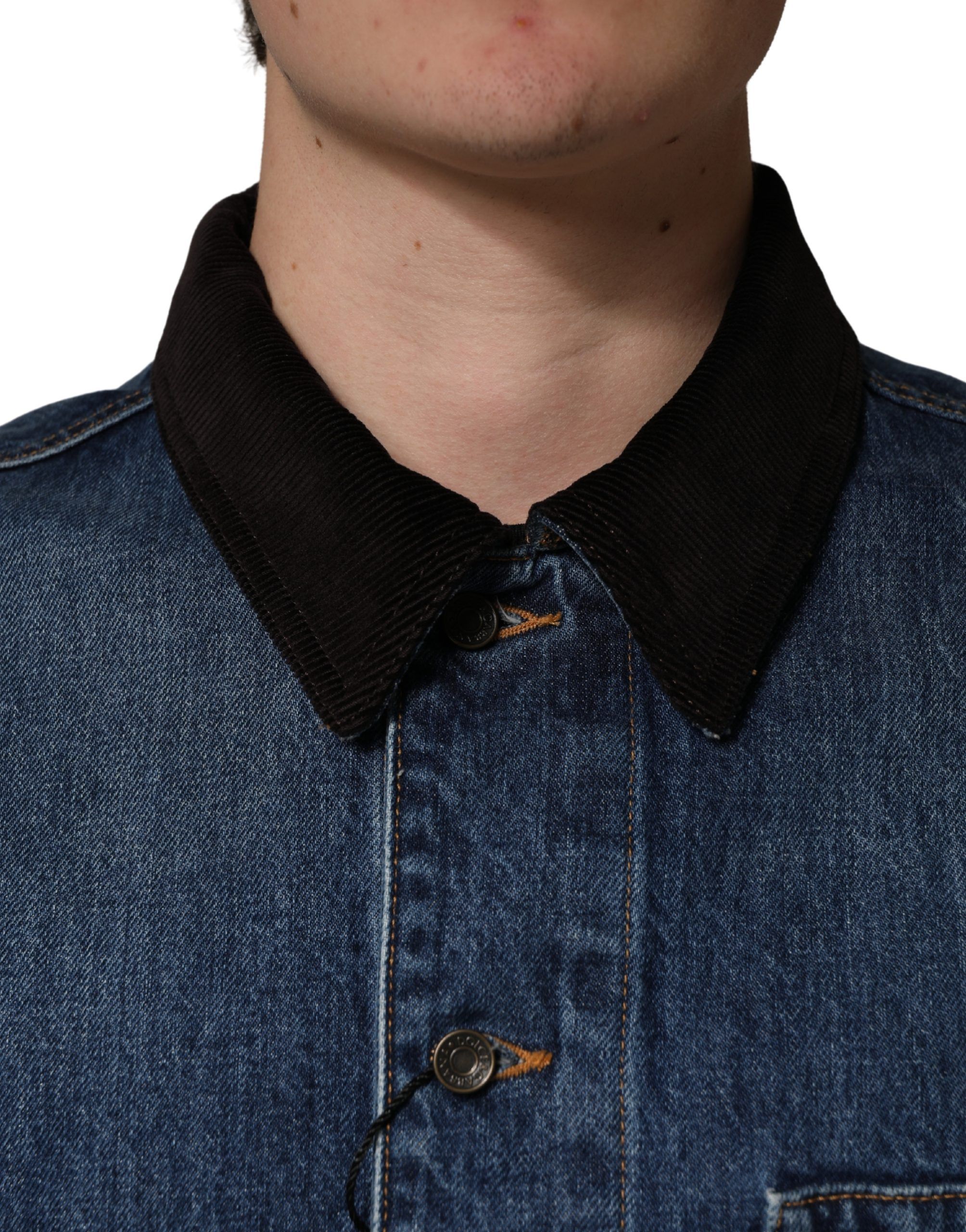 Black Blue Cotton Denim Blouson Men Men's Jacket - Dolce & Gabbana - Modalova