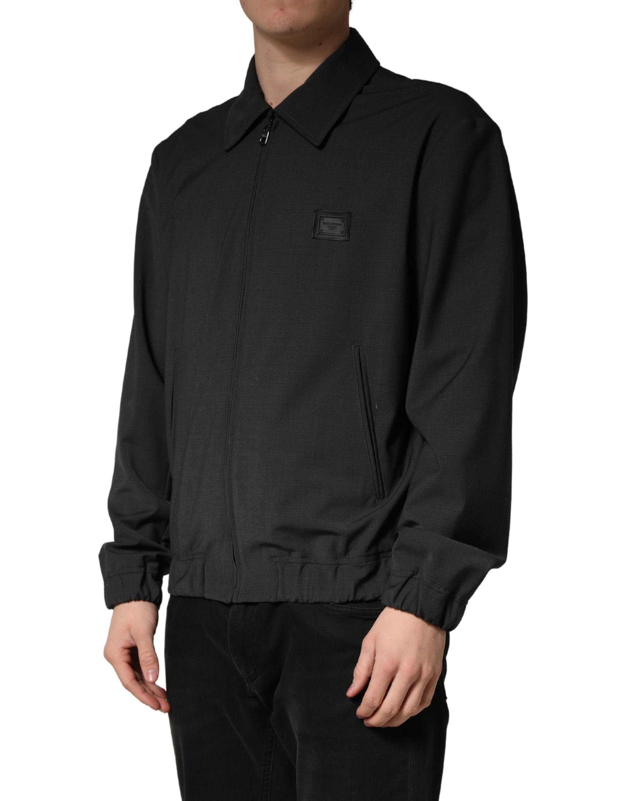 Wool Logo Full Zip Men Bomber Men's Jacket - Dolce & Gabbana - Modalova