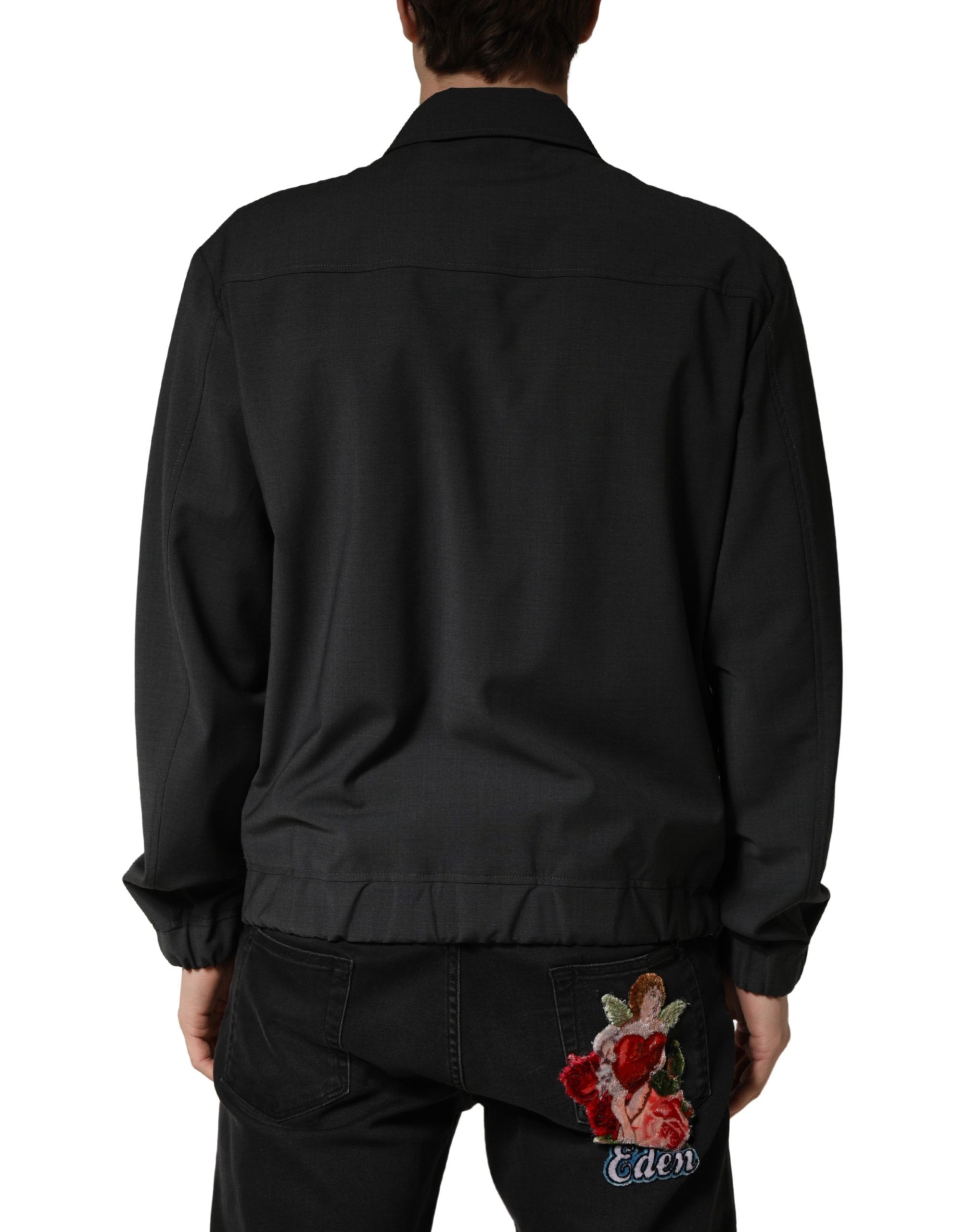 Wool Logo Full Zip Men Bomber Men's Jacket - Dolce & Gabbana - Modalova