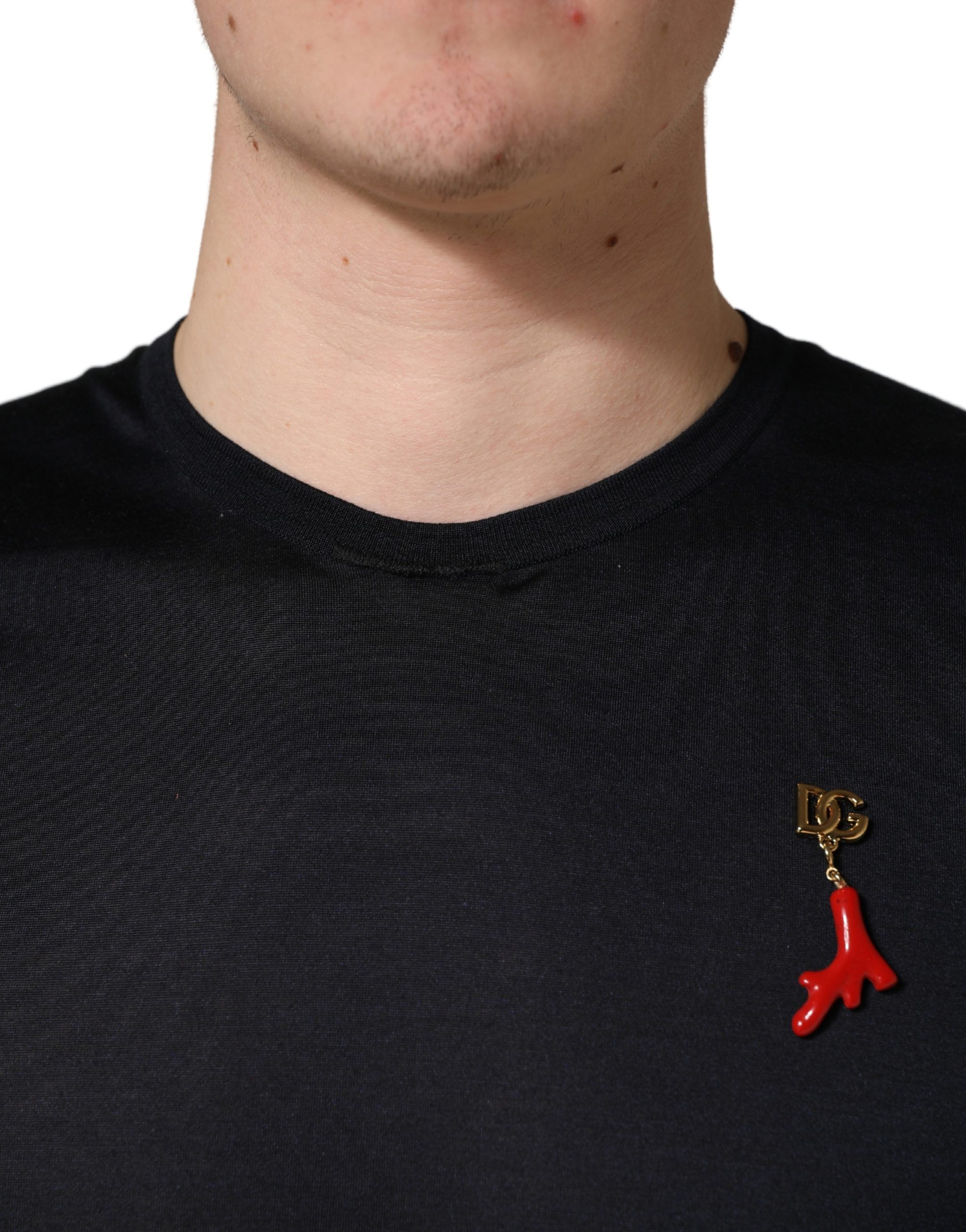 Dark DG Logo Silk Men Crew Neck Men's T-shirt (Pre-Owned) - Dolce & Gabbana - Modalova