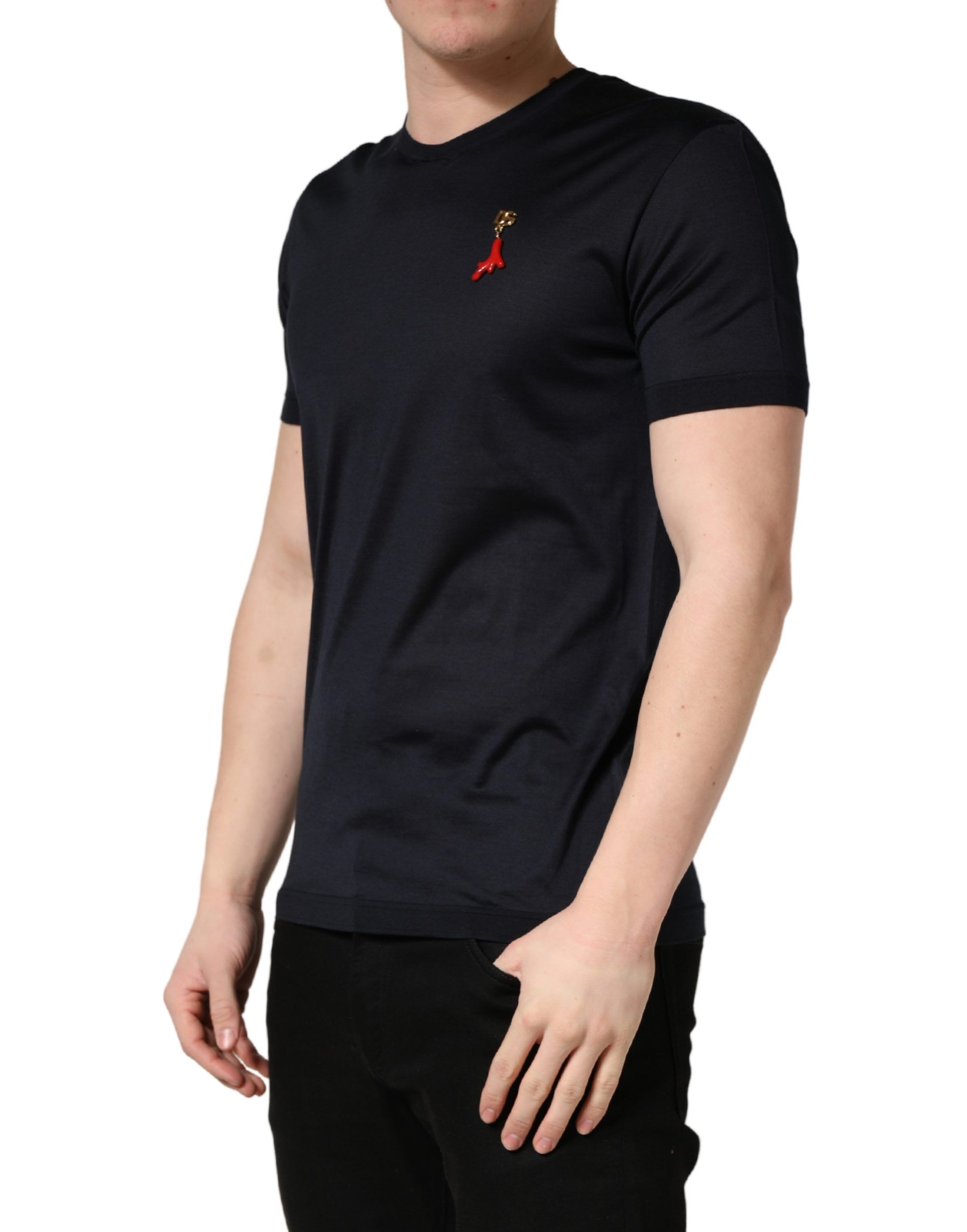 Dark DG Logo Silk Men Crew Neck Men's T-shirt (Pre-Owned) - Dolce & Gabbana - Modalova