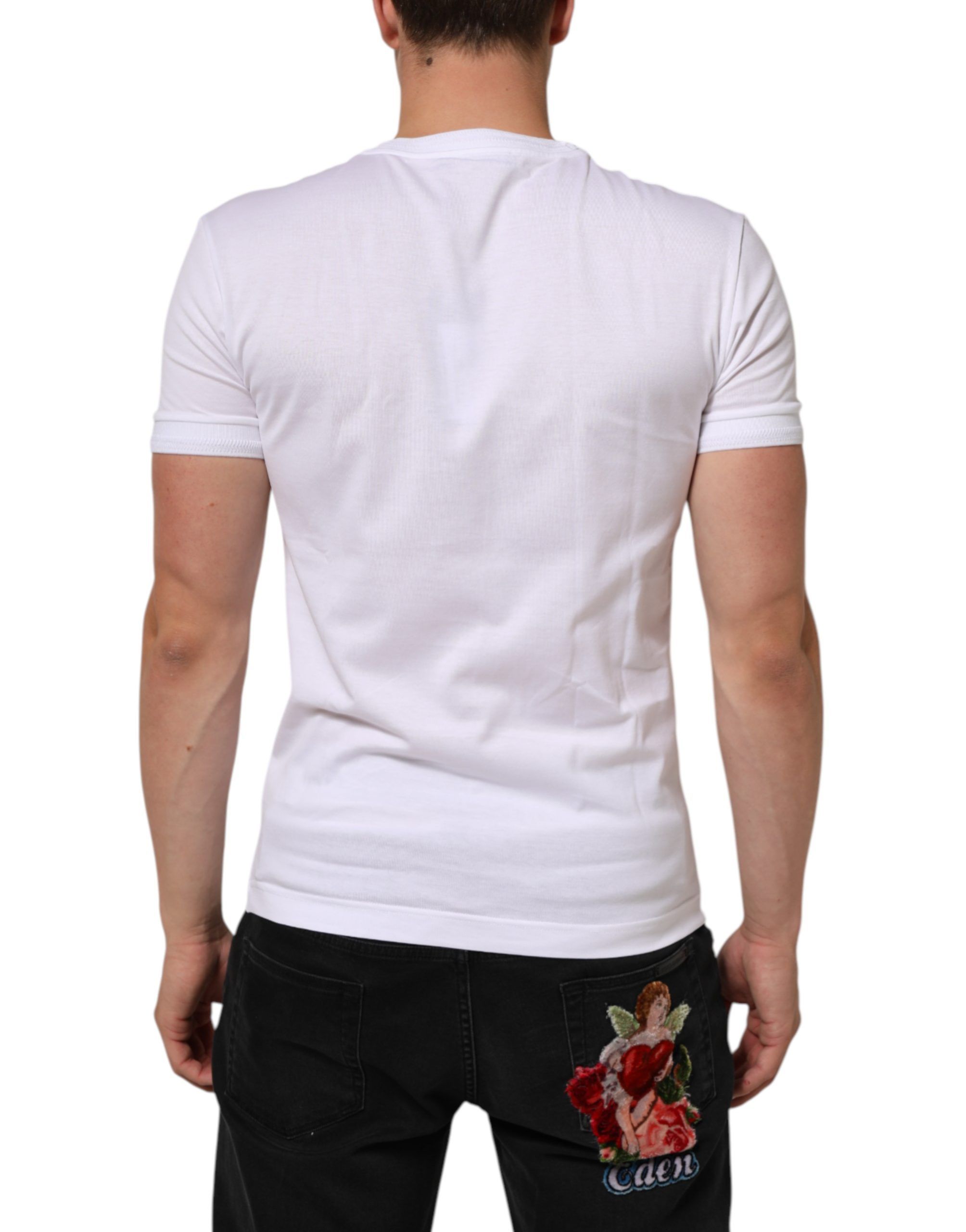Logo Patch Cotton Crew Neck Men's T-shirt - Dolce & Gabbana - Modalova