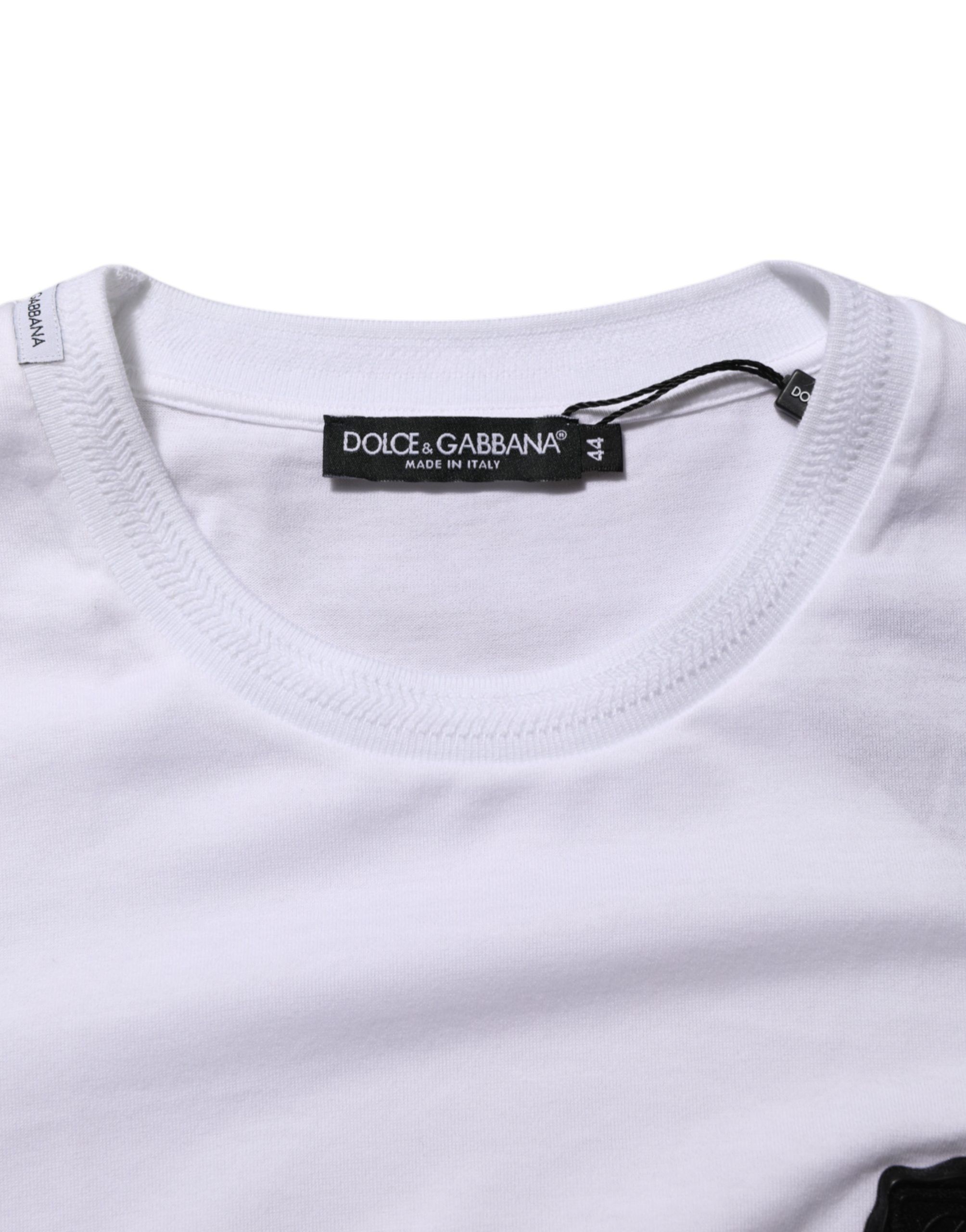 Logo Patch Cotton Crew Neck Men's T-shirt - Dolce & Gabbana - Modalova