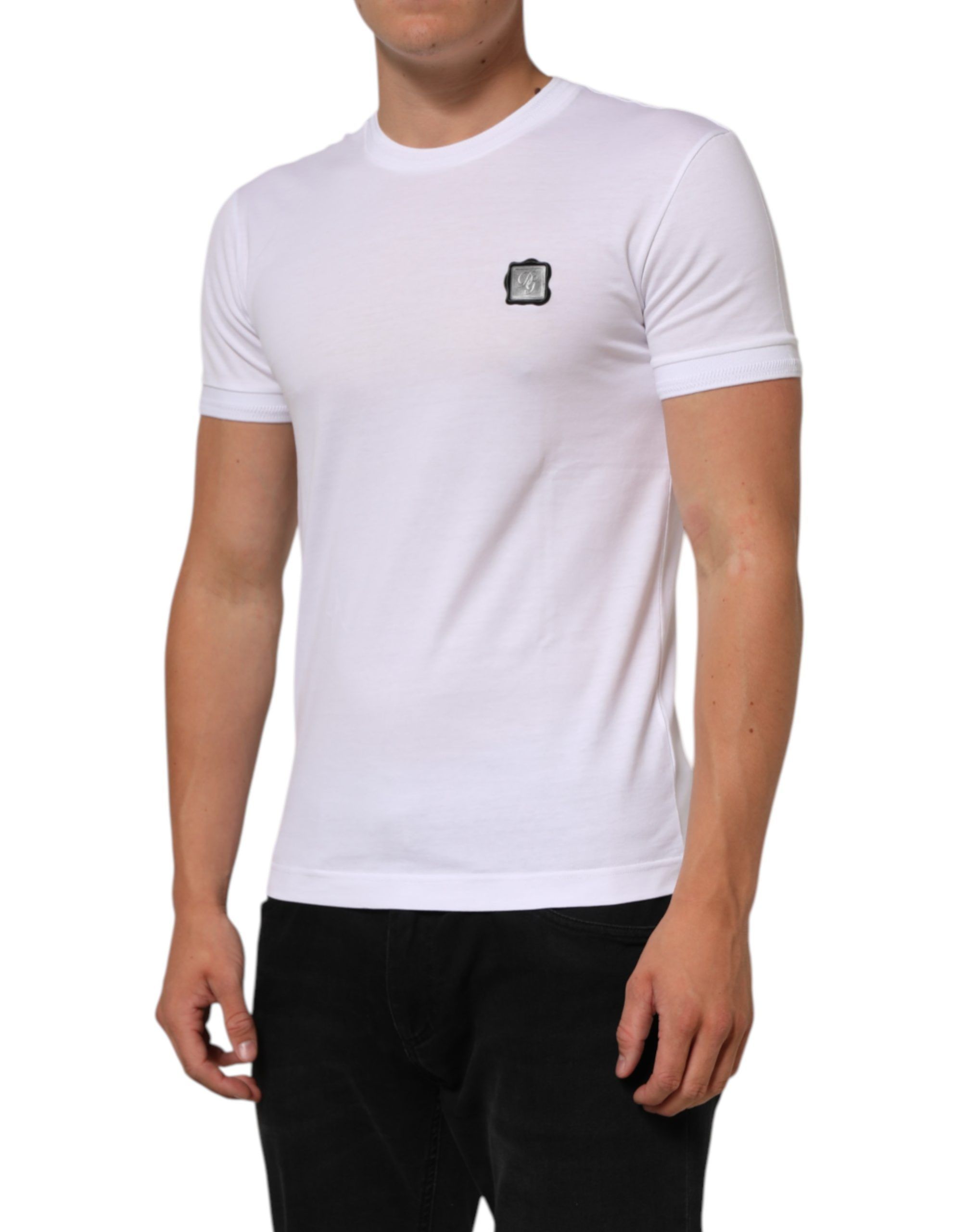 Logo Patch Cotton Crew Neck Men's T-shirt - Dolce & Gabbana - Modalova