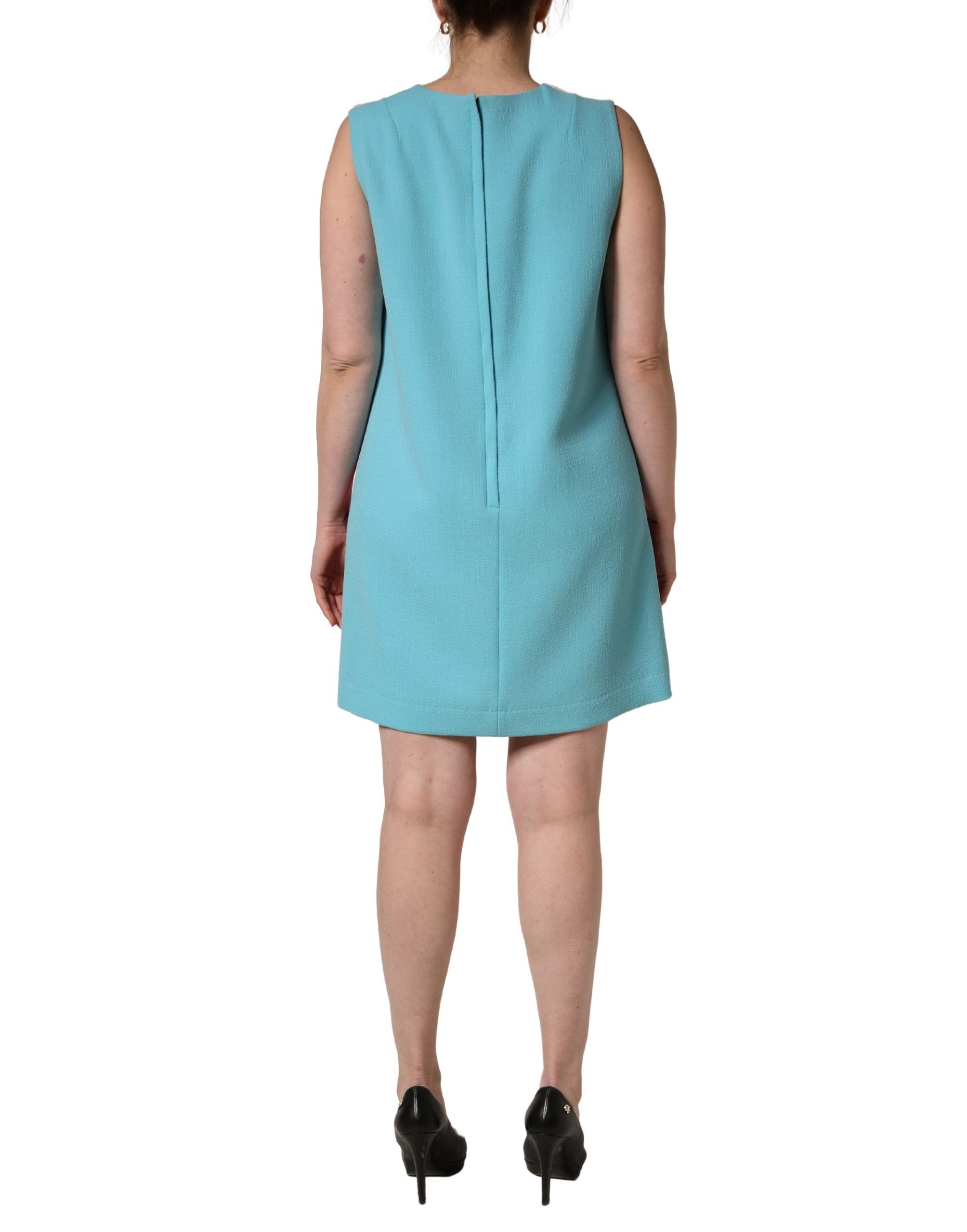 Blue Wool Sleeveless Shift Mini Women's Dress - Dolce & Gabbana - Modalova