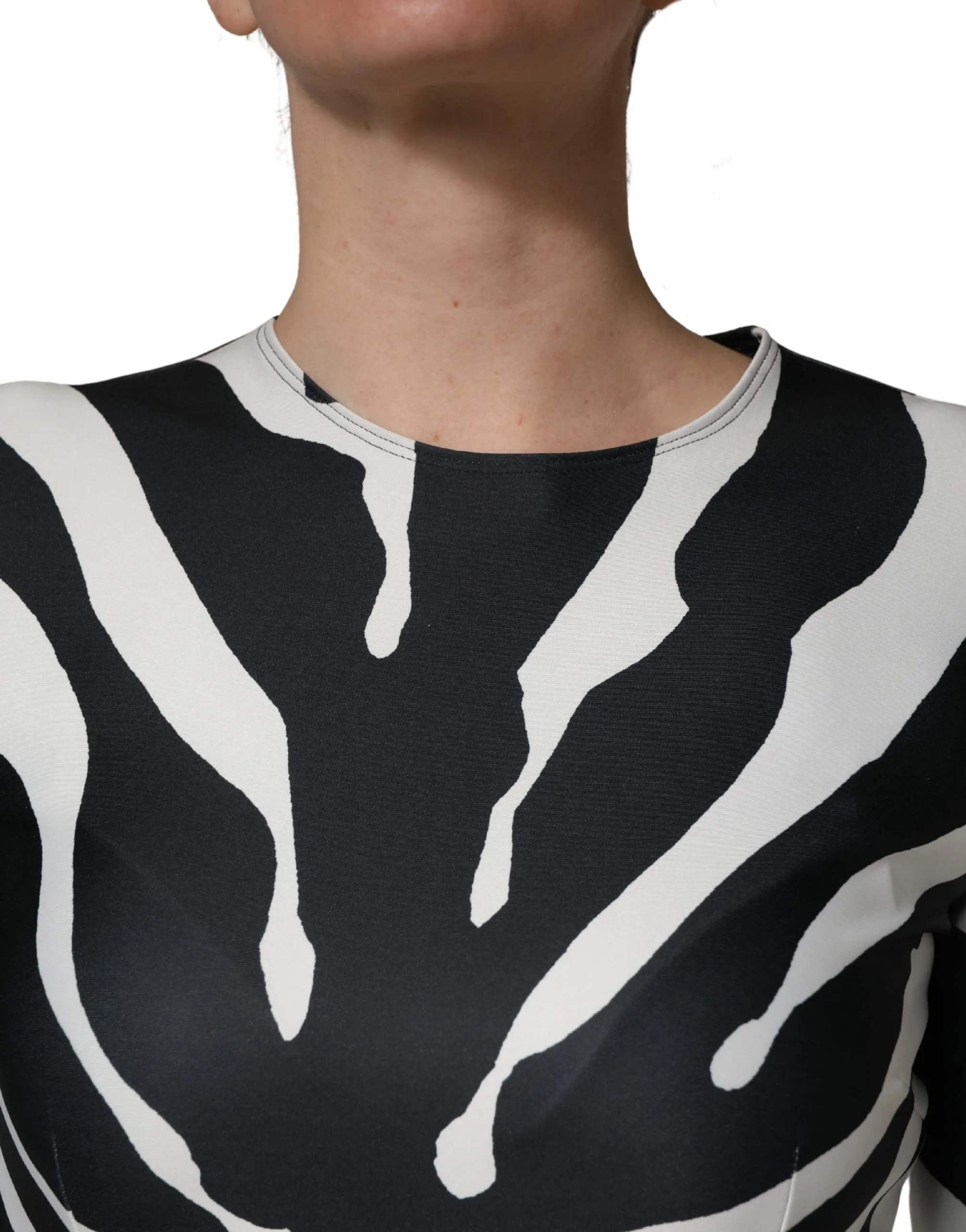 Black White Polyester Zebra Pattern Women's Jumpsuit - Dolce & Gabbana - Modalova