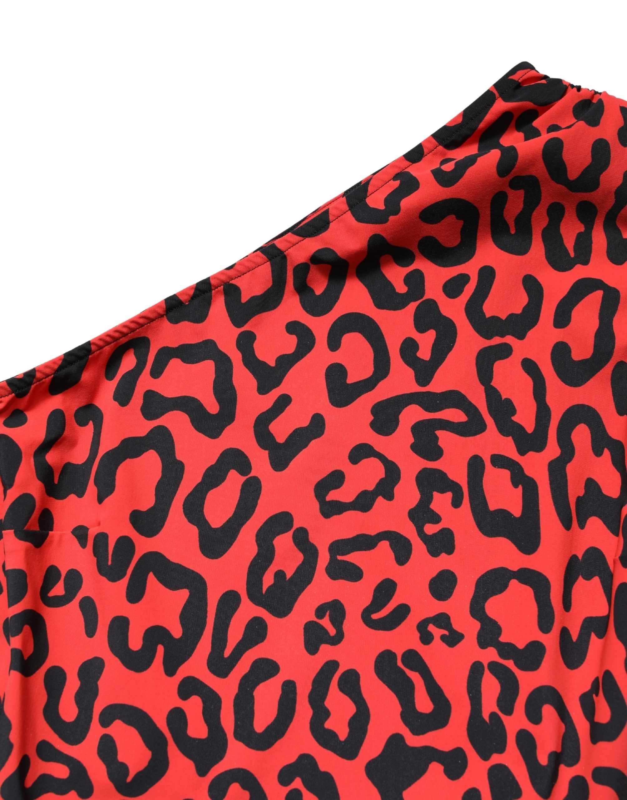 Black Red Nylon Leopard Pattern Women's Jumpsuit - Dolce & Gabbana - Modalova