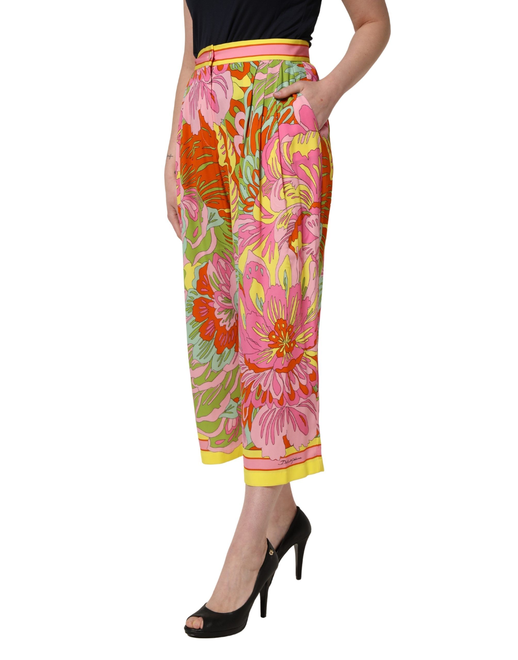 FloralPrint Cropped Trouser Women's Pants - Dolce & Gabbana - Modalova